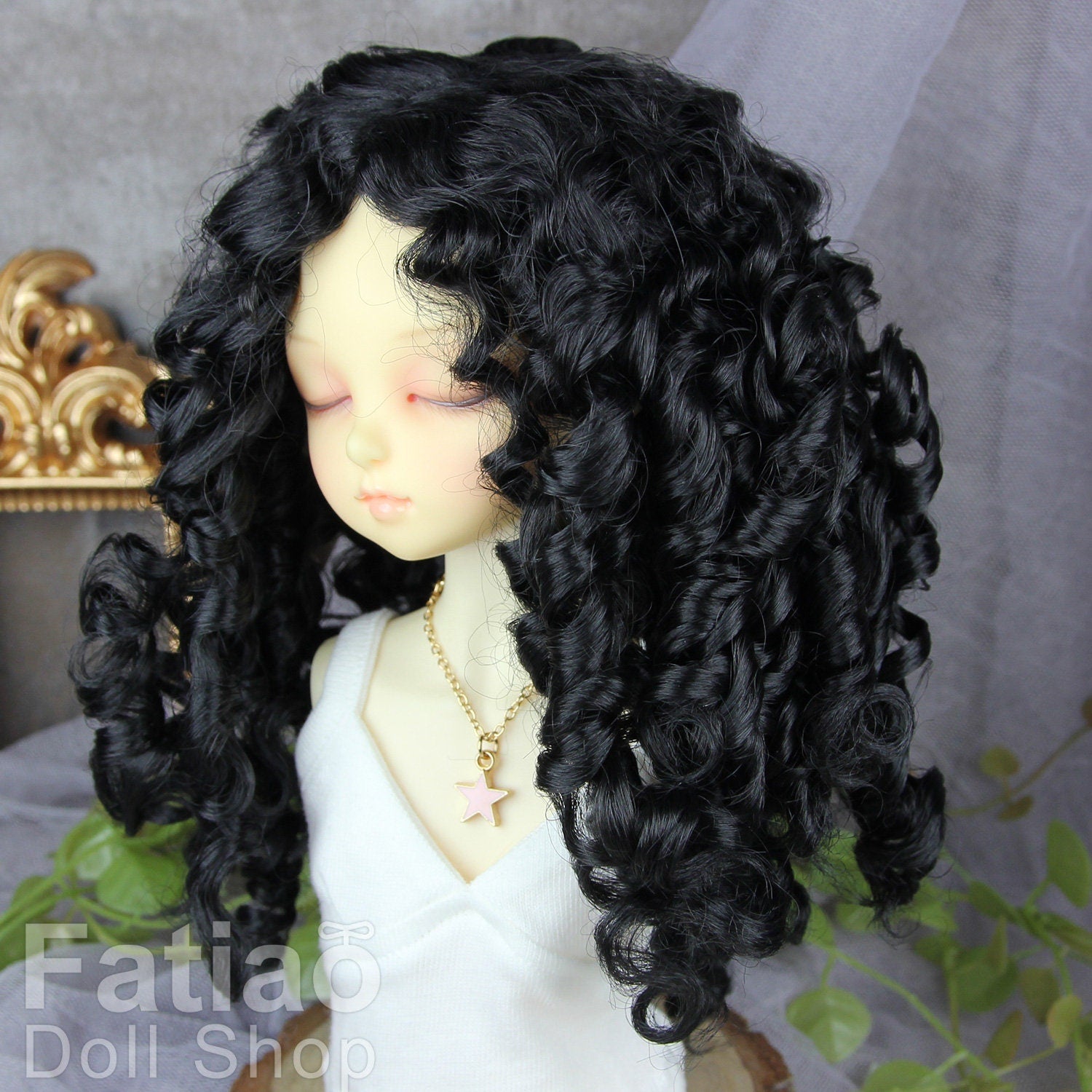 Fatiao - New Dollfie MSD Kaye Wiggs little darling doll 1/4 BJD Size 7-8 inch Dolls Wig - Black Dolls Wig