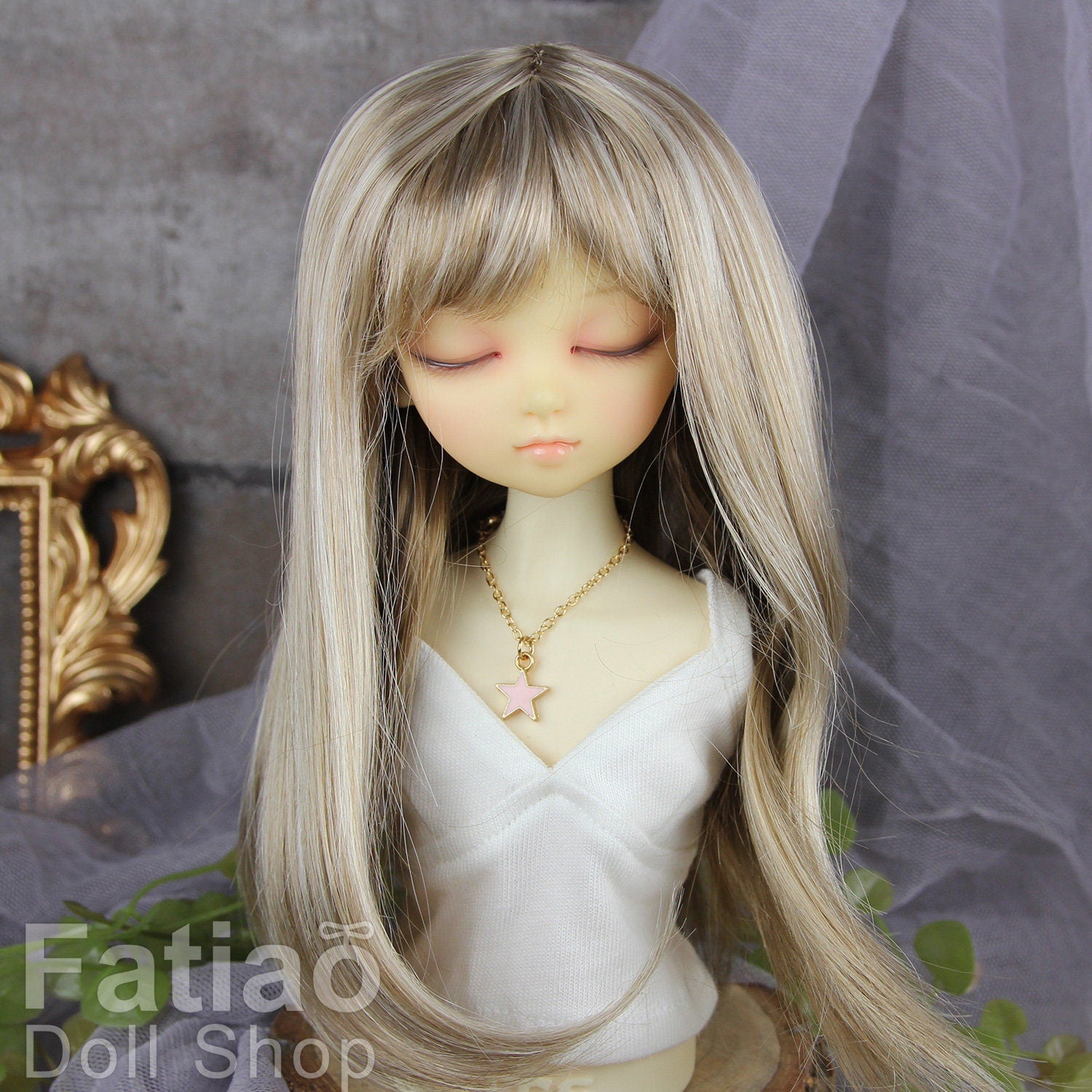Fatiao - New Dollfie MSD Kaye Wiggs little darling doll 1/4 BJD Size 7-8 inch Dolls Wig - Blonde mix Baby Brown