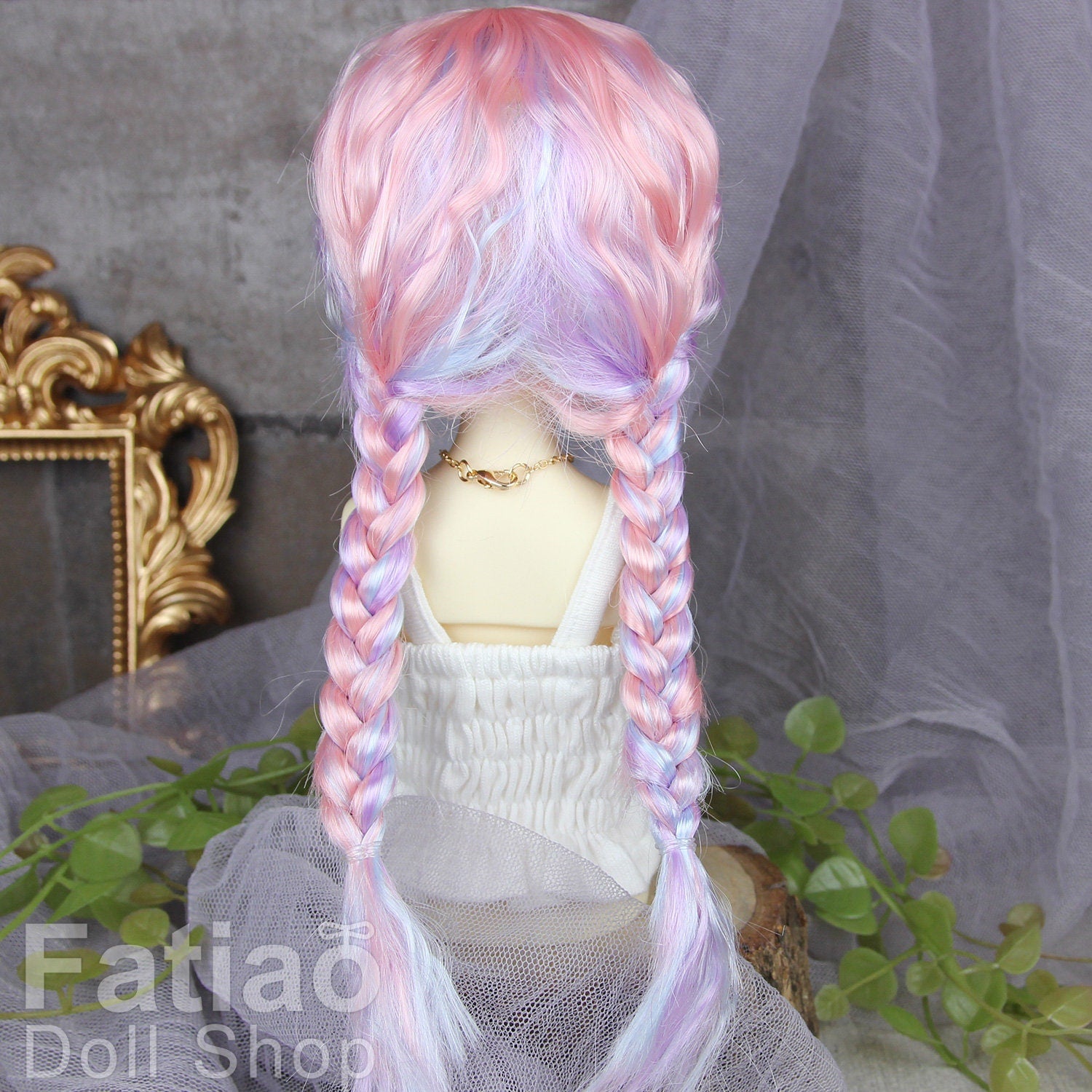 Fatiao - New Dollfie MSD Kaye Wiggs little darling doll 1/4 BJD Size 7-8 inch Dolls Wig - Pink purple