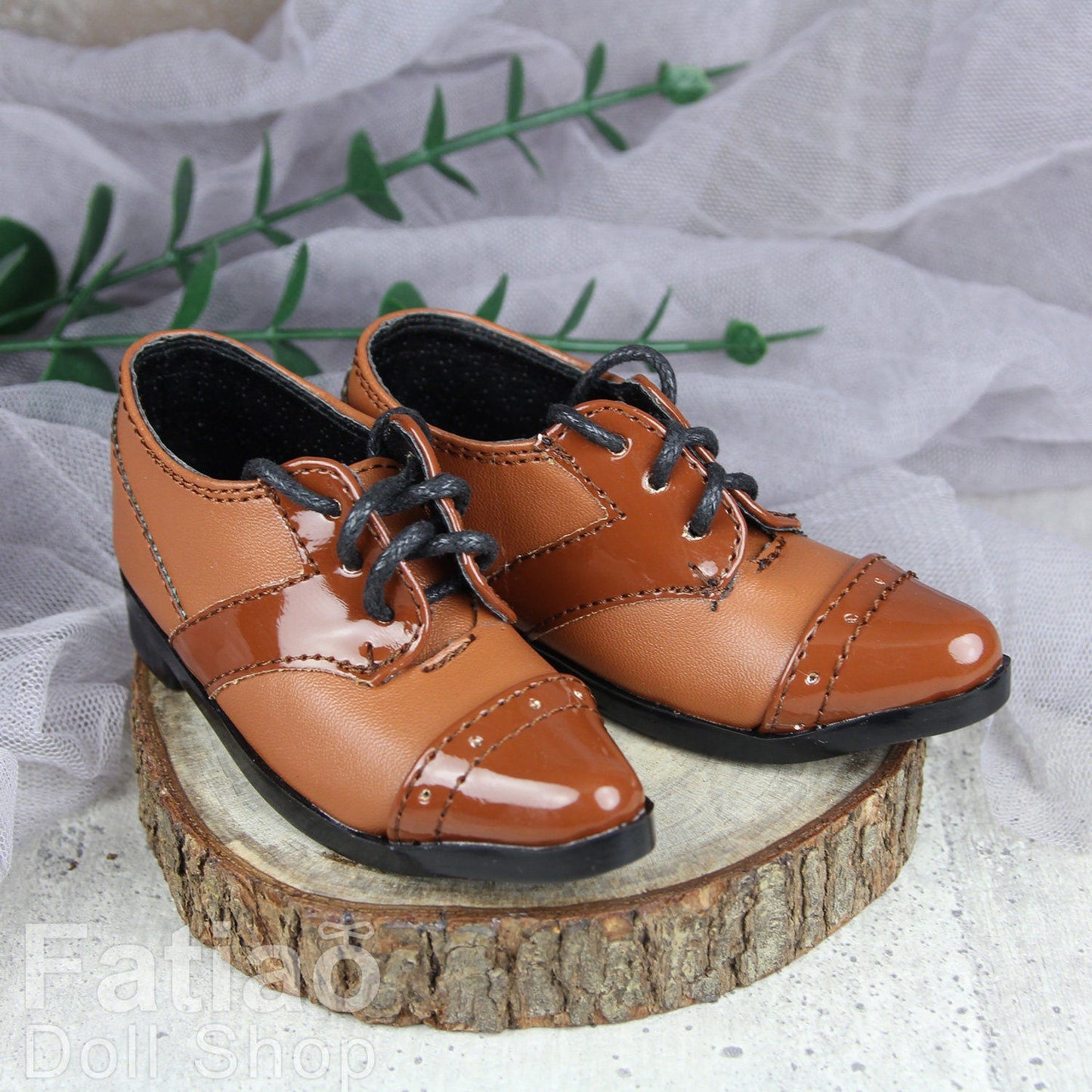Fatiao - New 1/3 BJD Supper dollfie 13/17SD Boy Tip Leather Suit Shoes Brown (Size 8.5cm)