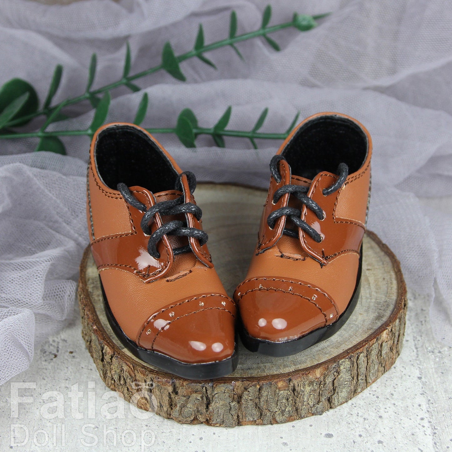 Fatiao - New 1/3 BJD Supper dollfie 13/17SD Boy Tip Leather Suit Shoes Brown (Size 8.5cm)