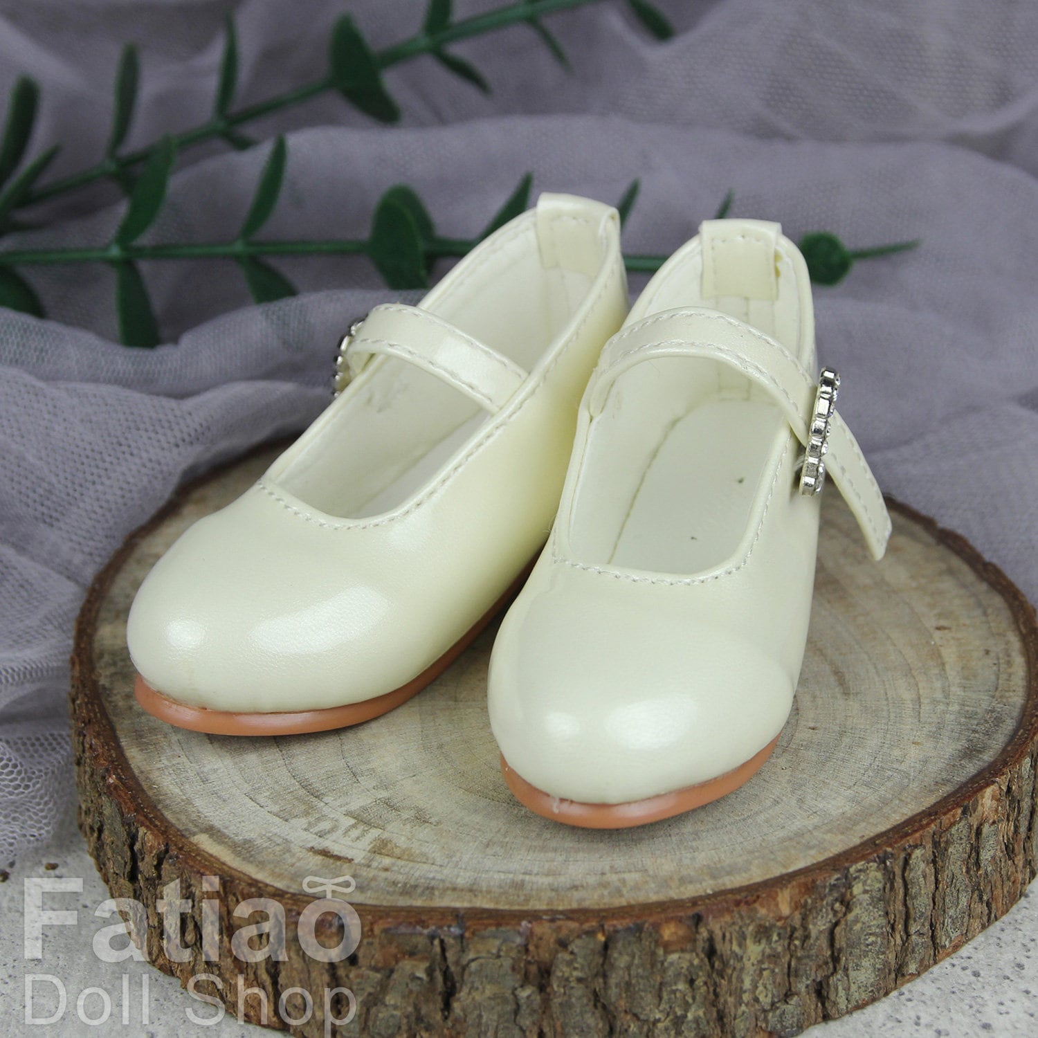 Fatiao - New 1/3 BJD Dollfie DD Dolls Mary Jane Shoes - Beige (Size 6.5cm)
