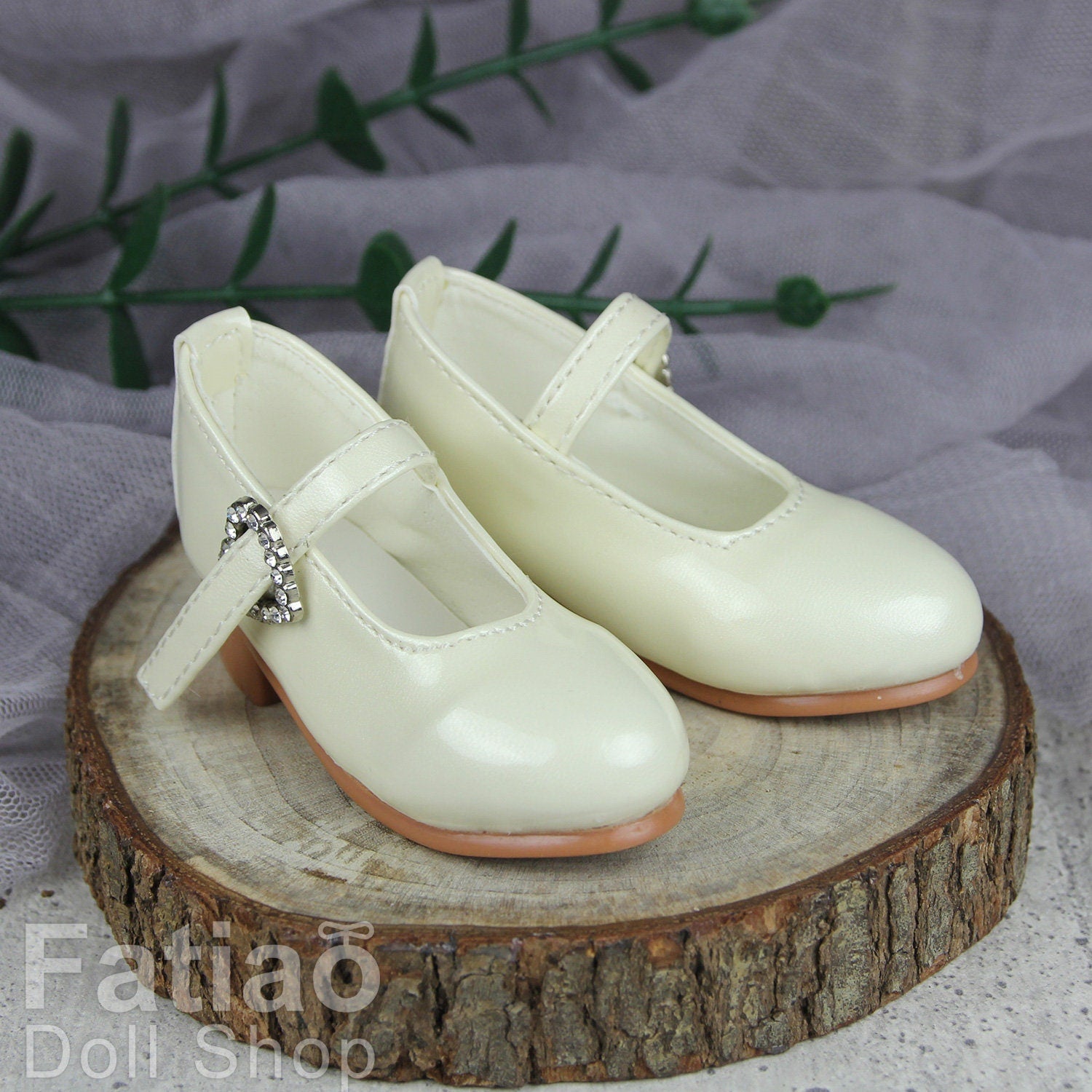 Fatiao - New 1/3 BJD Dollfie DD Dolls Mary Jane Shoes - Beige (Size 6.5cm)