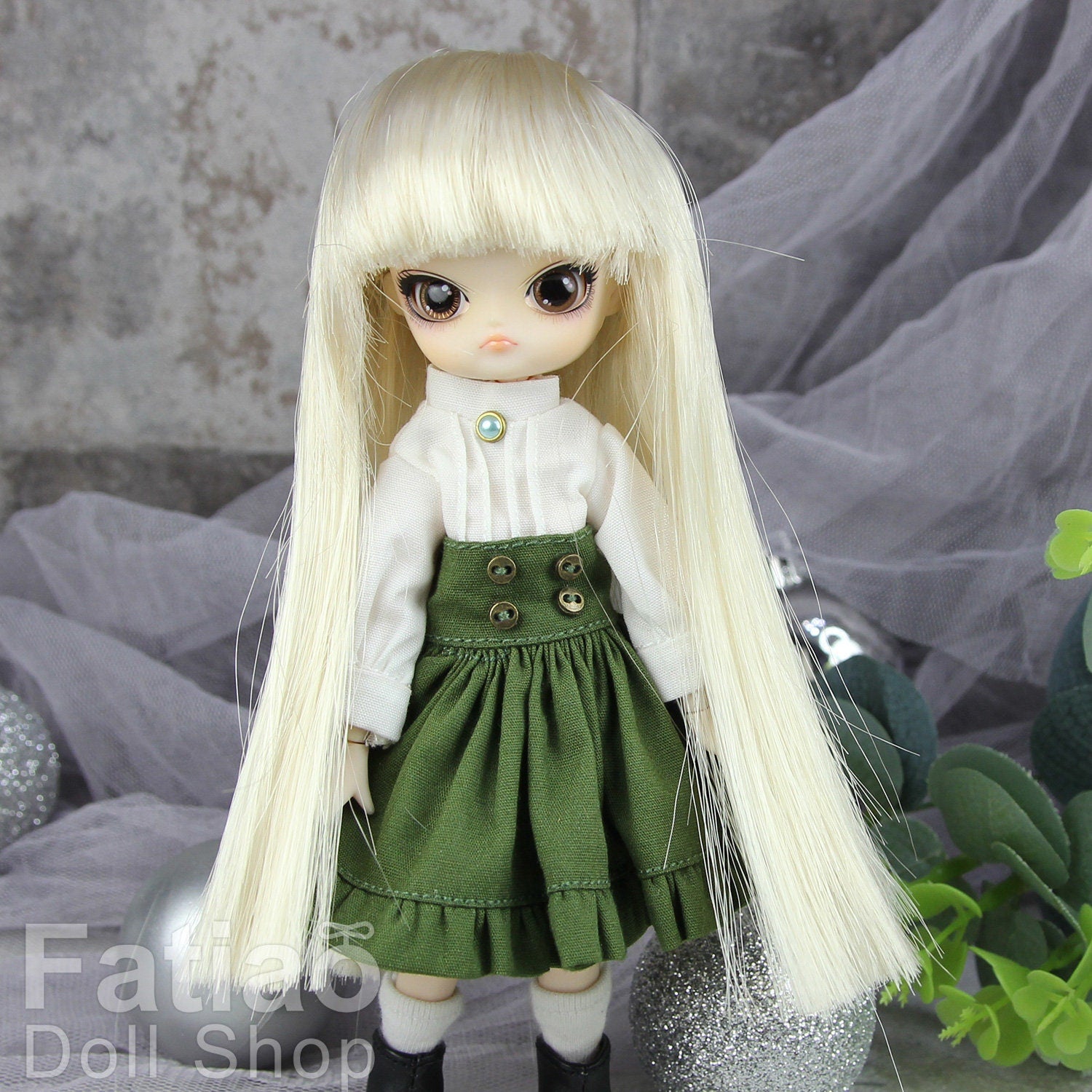 Fatiao - New Dollfie Bisou AI BJD Dolls Wig - size 4-5" - Blonde