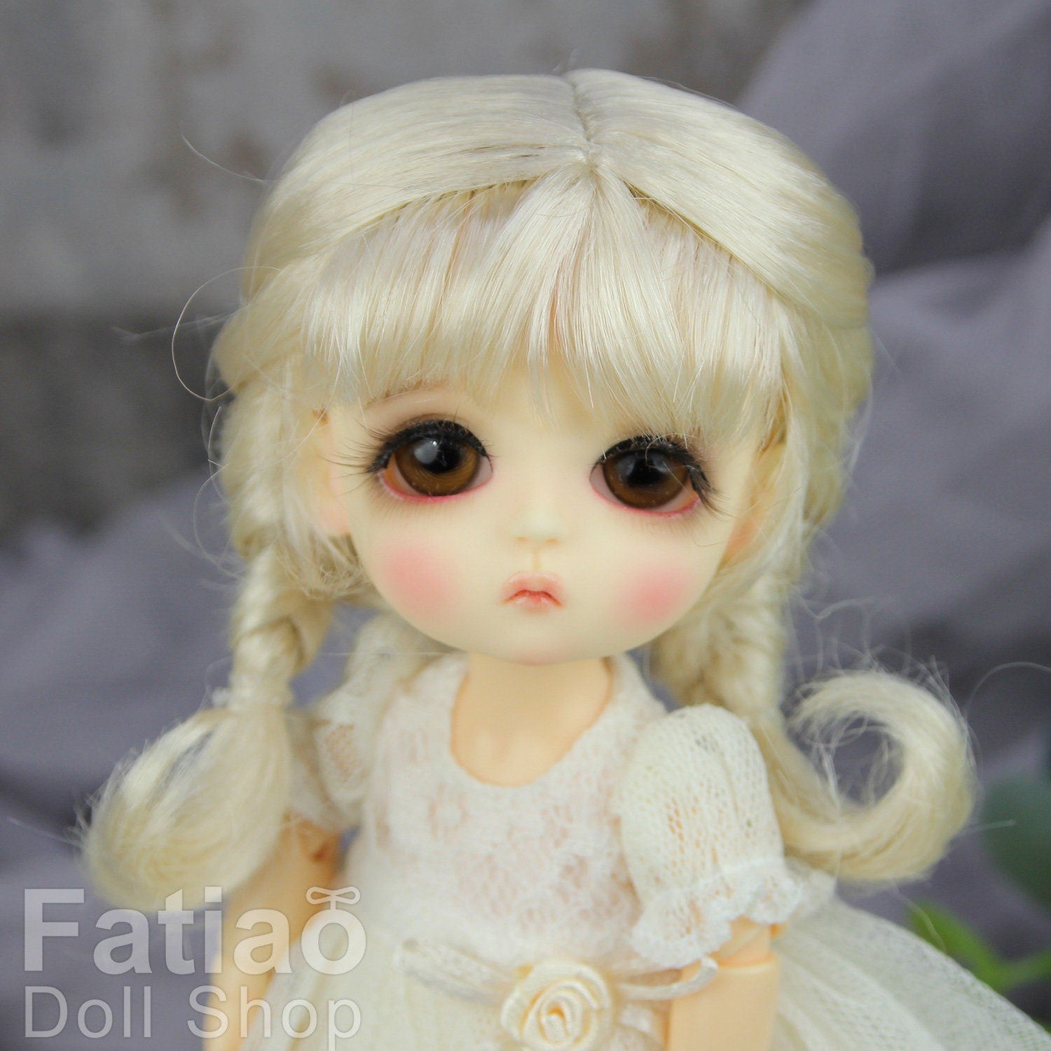 Fatiao - BJD Dollfie Lati Yellow Pukifee 5-6" Angel Doll Wig - Blonde