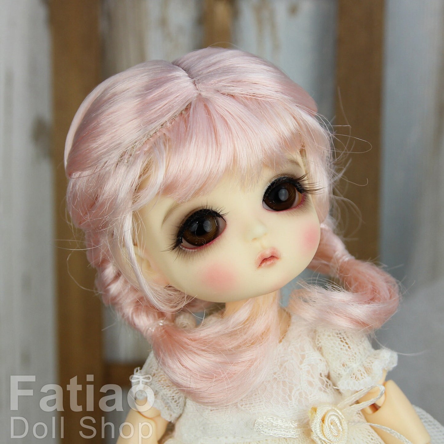 Fatiao - BJD Dollfie Lati Yellow Pukifee 5-6" Angel Doll Wig - Light Pink