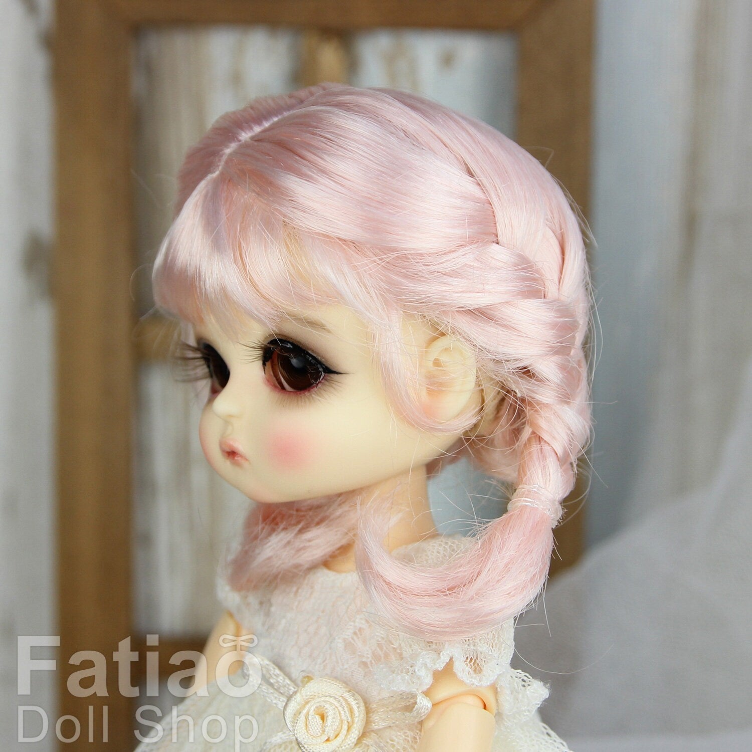 Fatiao - BJD Dollfie Lati Yellow Pukifee 5-6" Angel Doll Wig - Light Pink