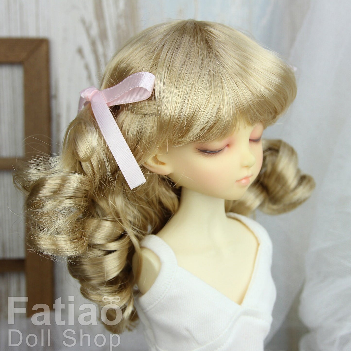Fatiao - New Dollfie MSD Kaye Wiggs 1/4 BJD Size 7-8 inch - Cream gold Dolls Wig