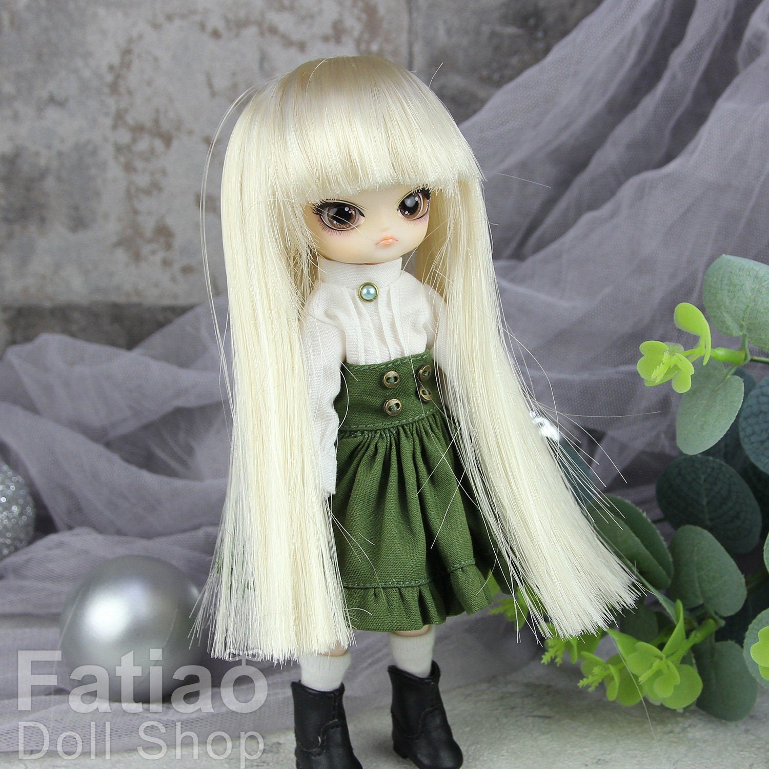 Fatiao - New Dollfie Bisou AI BJD Dolls Wig - size 4-5" - Blonde
