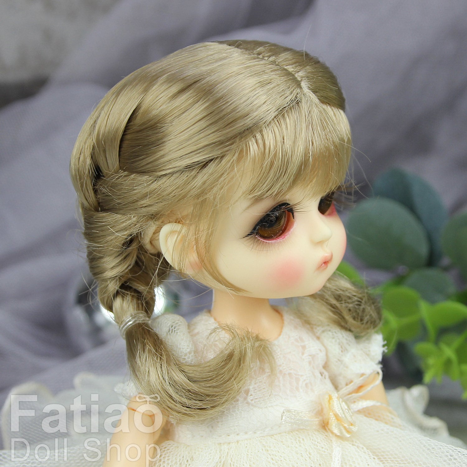Fatiao - BJD Dollfie Lati Yellow Pukifee 5-6" Angel Doll Wig - Baby Brown