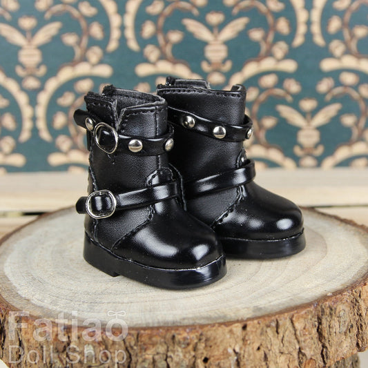 Fatiao - New Dollfie Yo-SD 1/6 BJD Doll Shoes Boots - Black (Size 4.5cm)