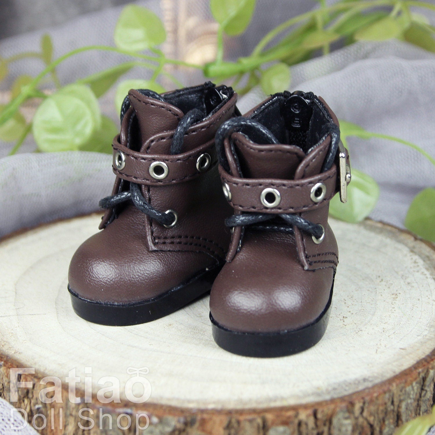 Fatiao - New Dollfie Yo-SD 1/6 BJD Doll Shoes Boots - Black / Brown (Size 4.5cm)