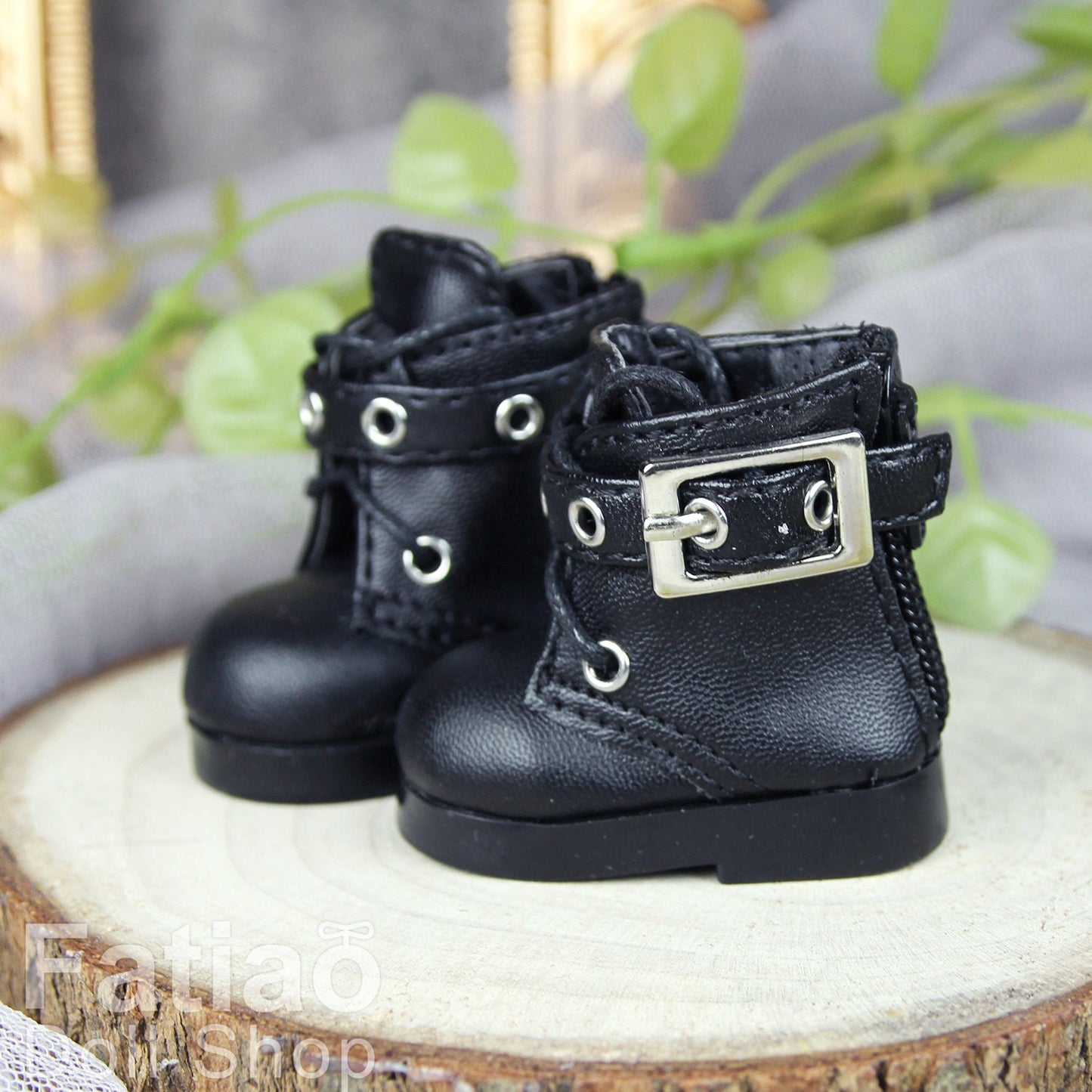 Fatiao - New Dollfie Yo-SD 1/6 BJD Doll Shoes Boots - Black / Brown (Size 4.5cm)