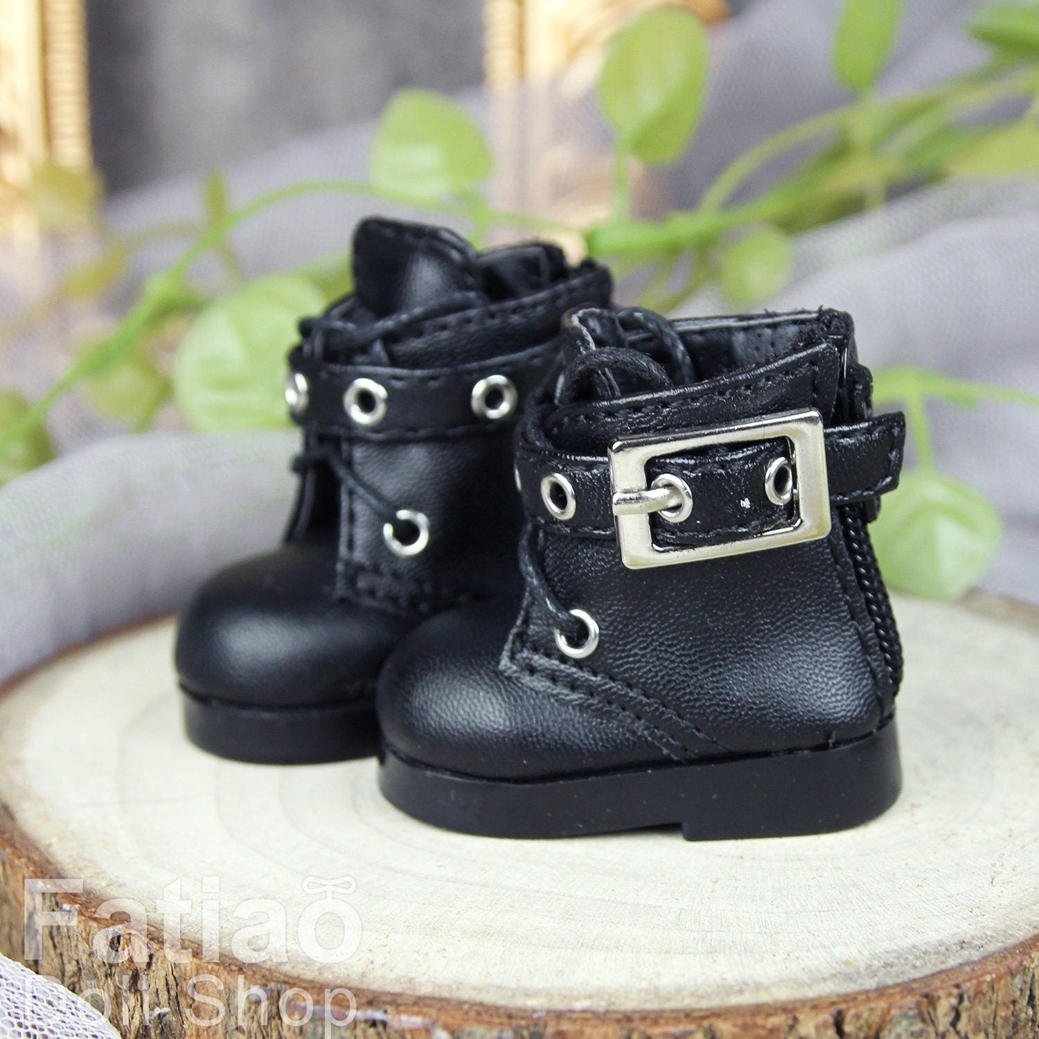 Fatiao - New Dollfie Yo-SD 1/6 BJD Doll Shoes Boots - Black / Brown (Size 4.5cm)