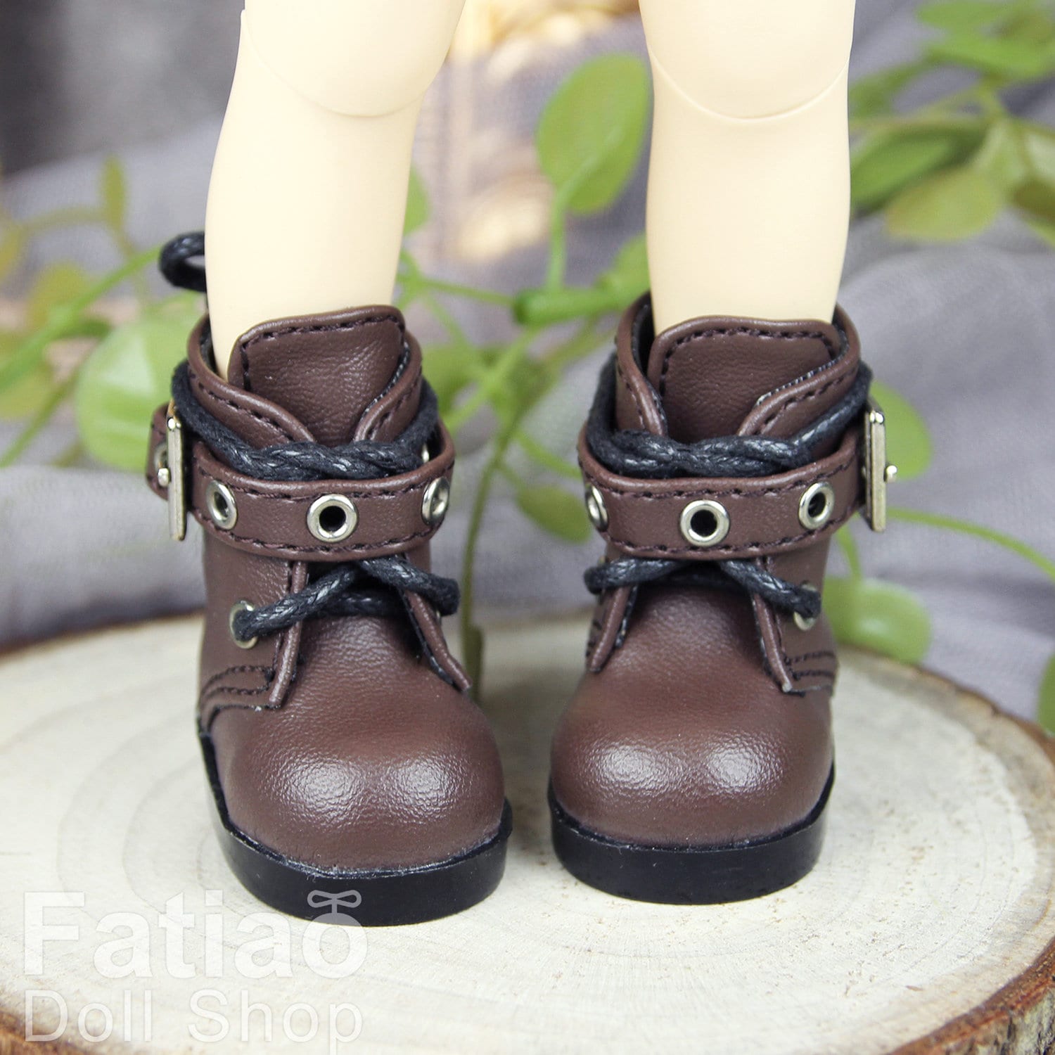 Fatiao - New Dollfie Yo-SD 1/6 BJD Doll Shoes Boots - Black / Brown (Size 4.5cm)