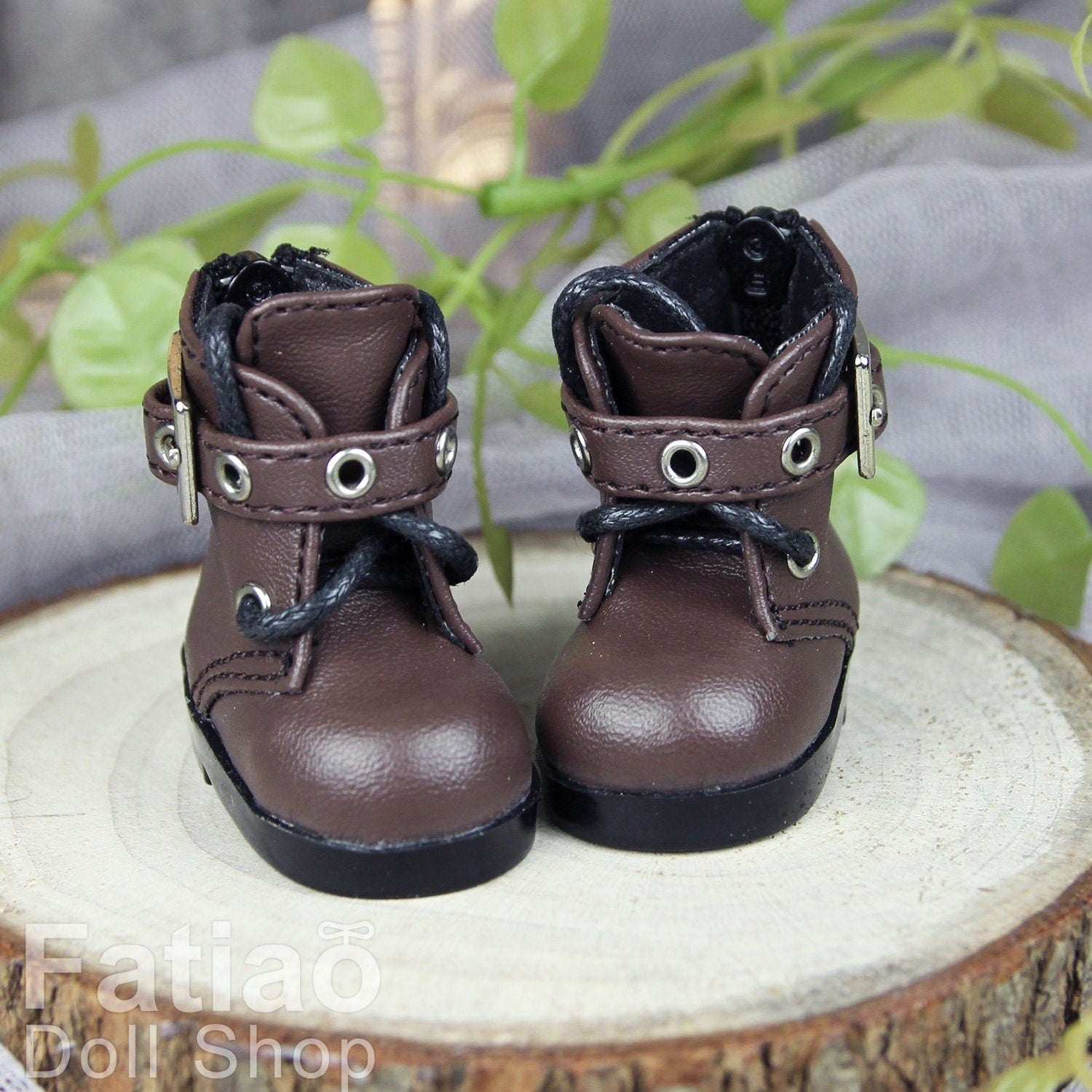 Fatiao - New Dollfie Yo-SD 1/6 BJD Doll Shoes Boots - Black / Brown (Size 4.5cm)