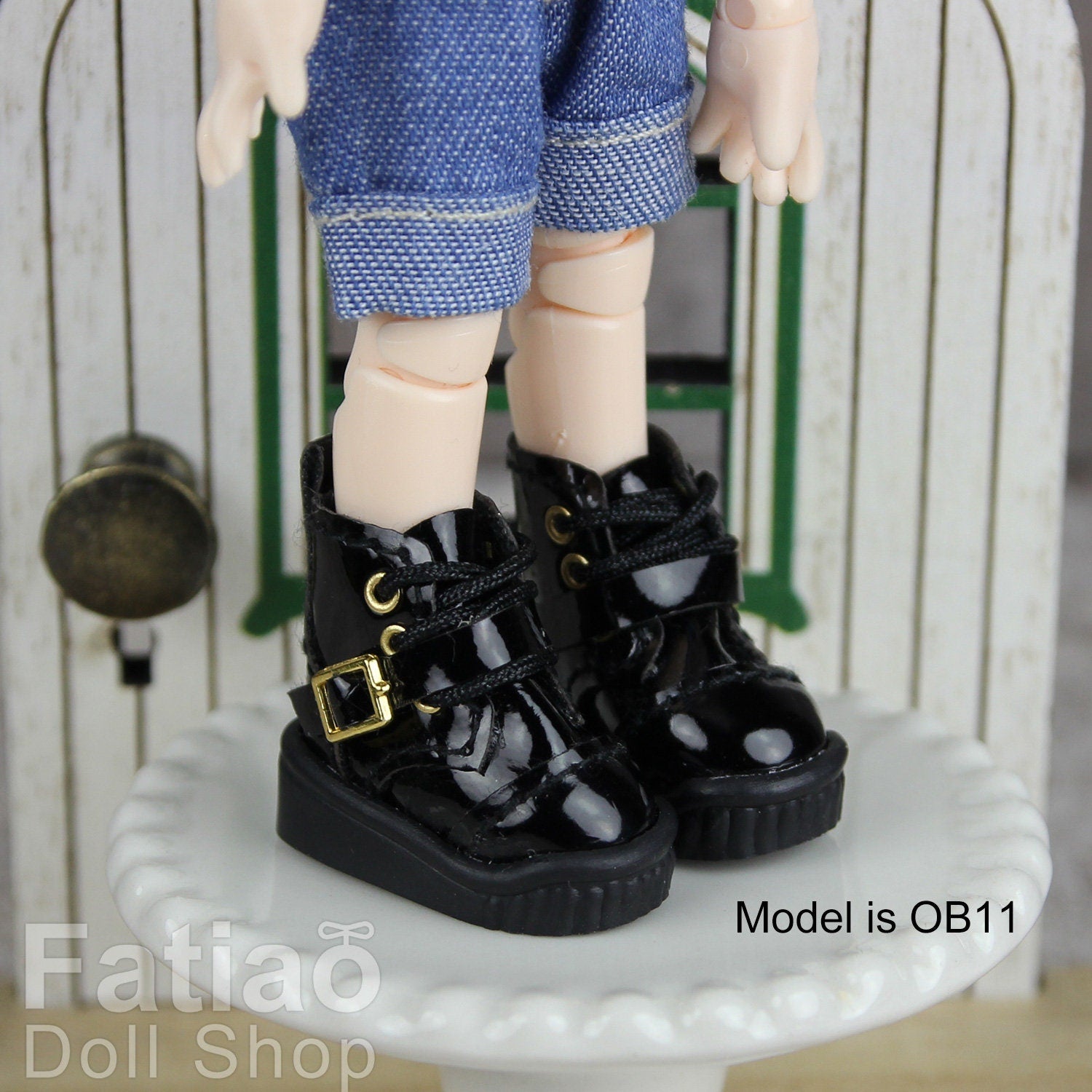 Fatiao - New Obitsu 11 OB11 1/12 BJD Nendoroid Blythe pullip doll Lace-up boots shoes