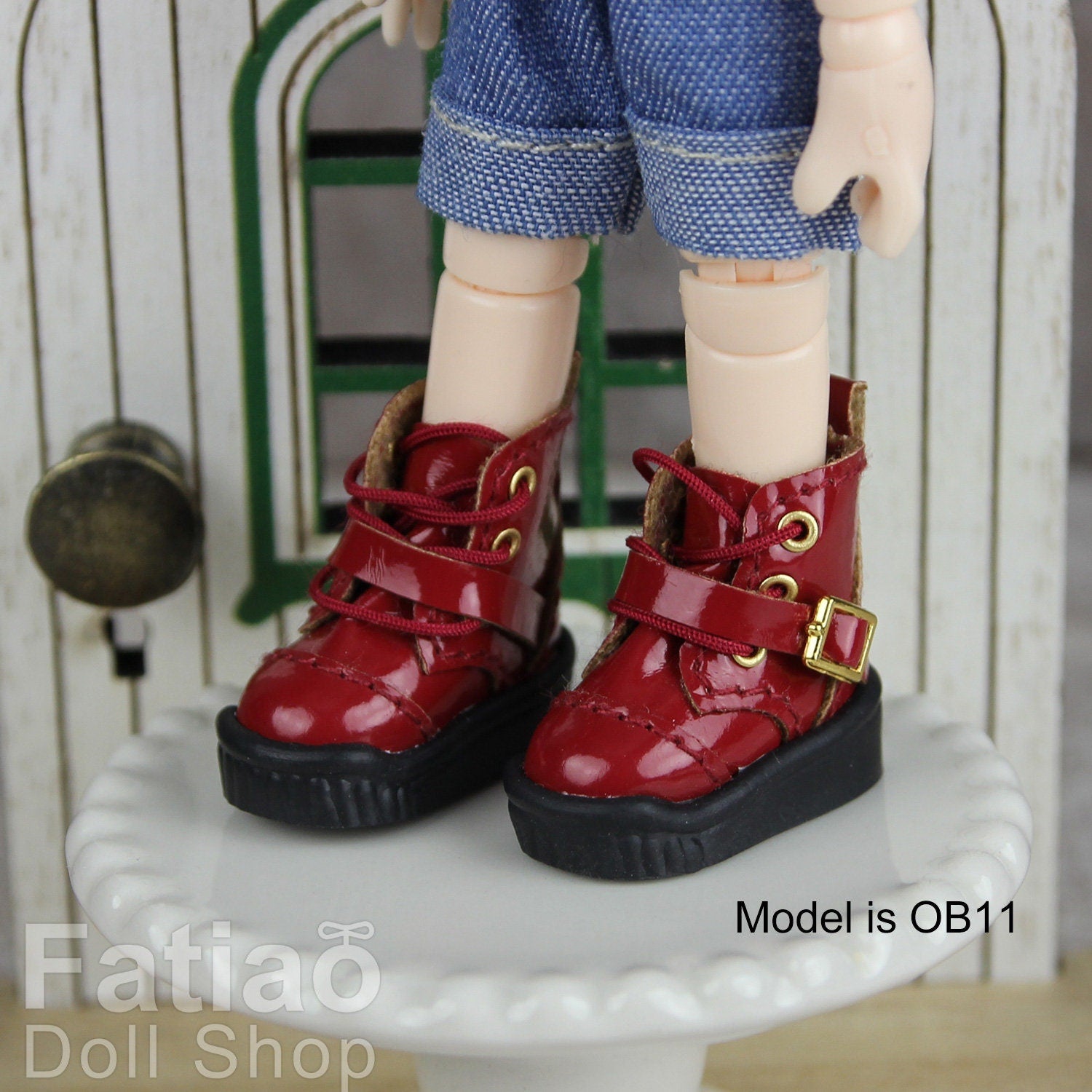 Fatiao - New Obitsu 11 OB11 1/12 BJD Nendoroid Blythe pullip doll Lace-up boots shoes