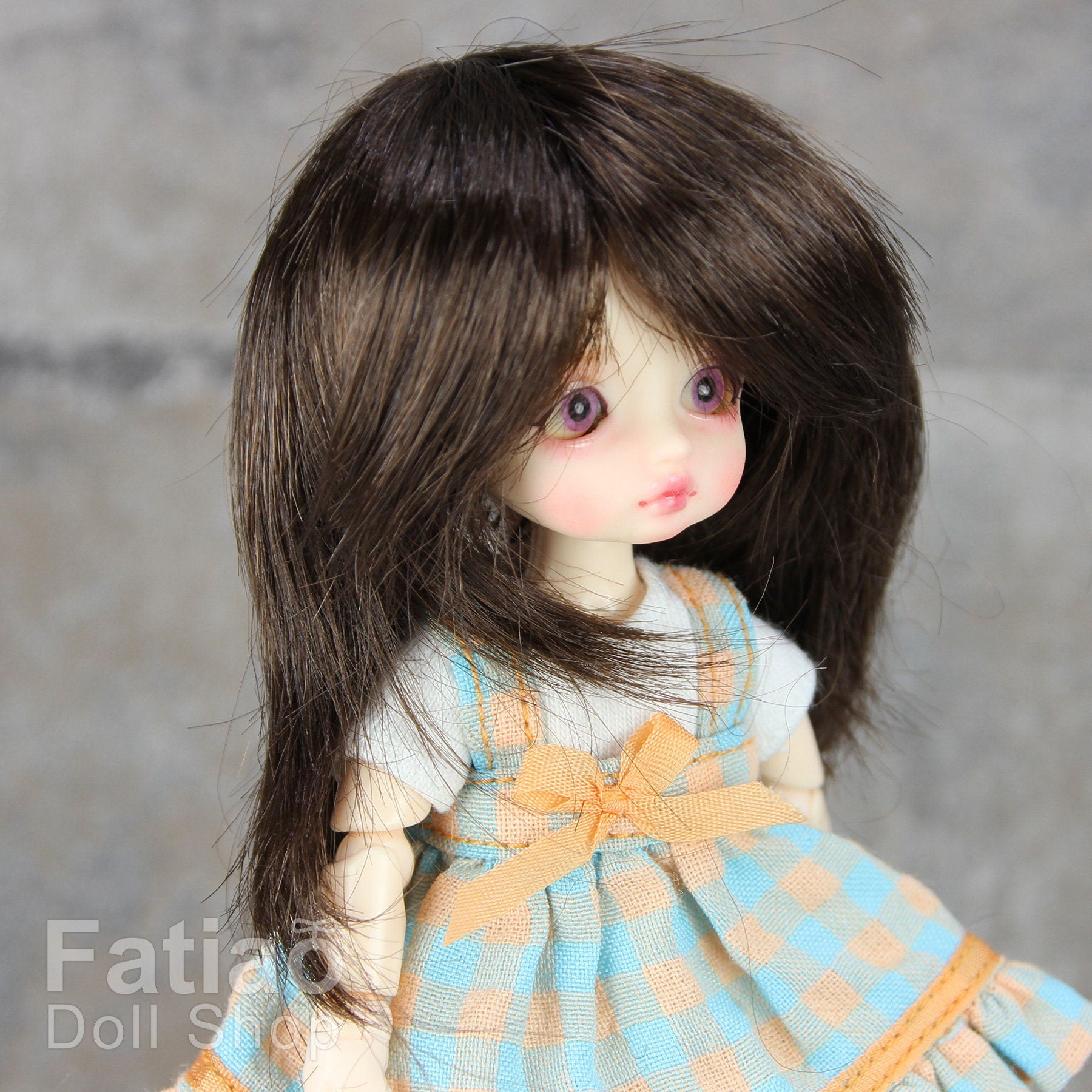 Fatiao - New BJD Dollfie pukipuki BF Pocket 4" Doll Wig - Dark Brown