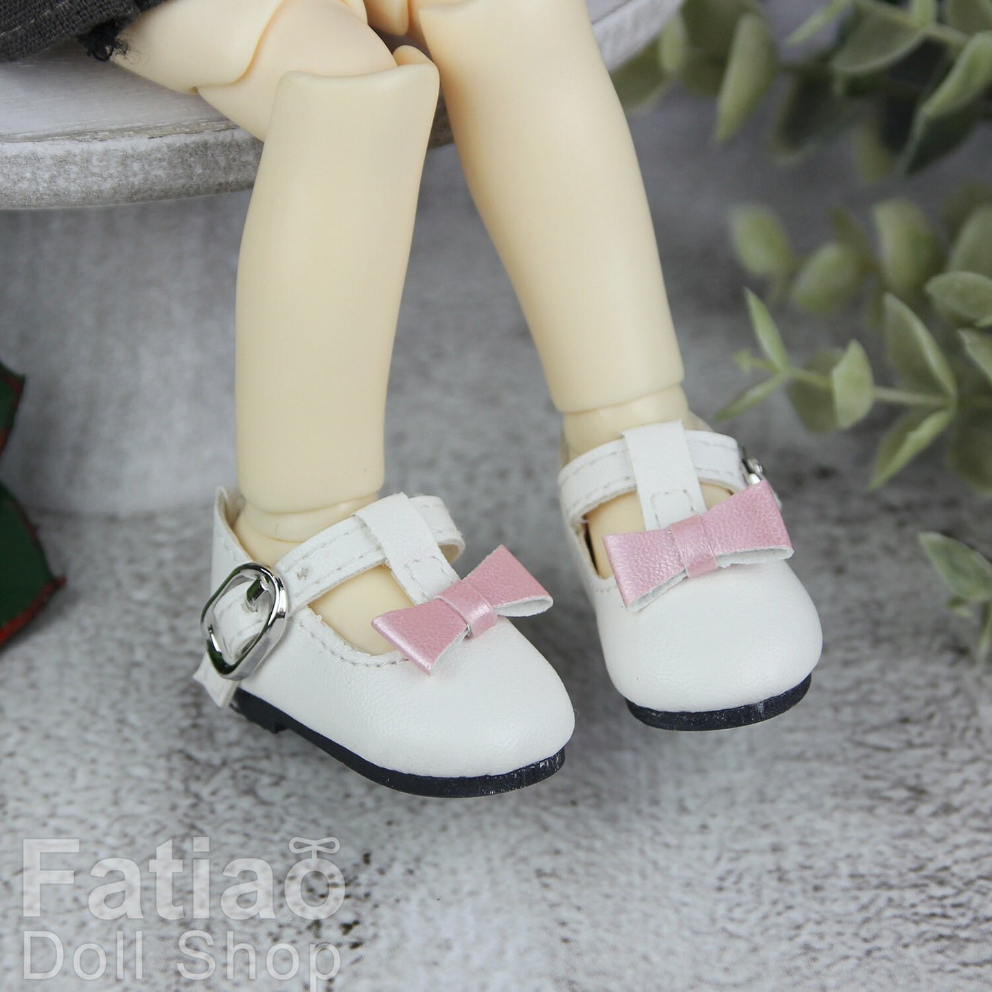 Fatiao - New Dollfie YoSD 1/6 BJD Doll Bow leather Shoes (Size 4cm)