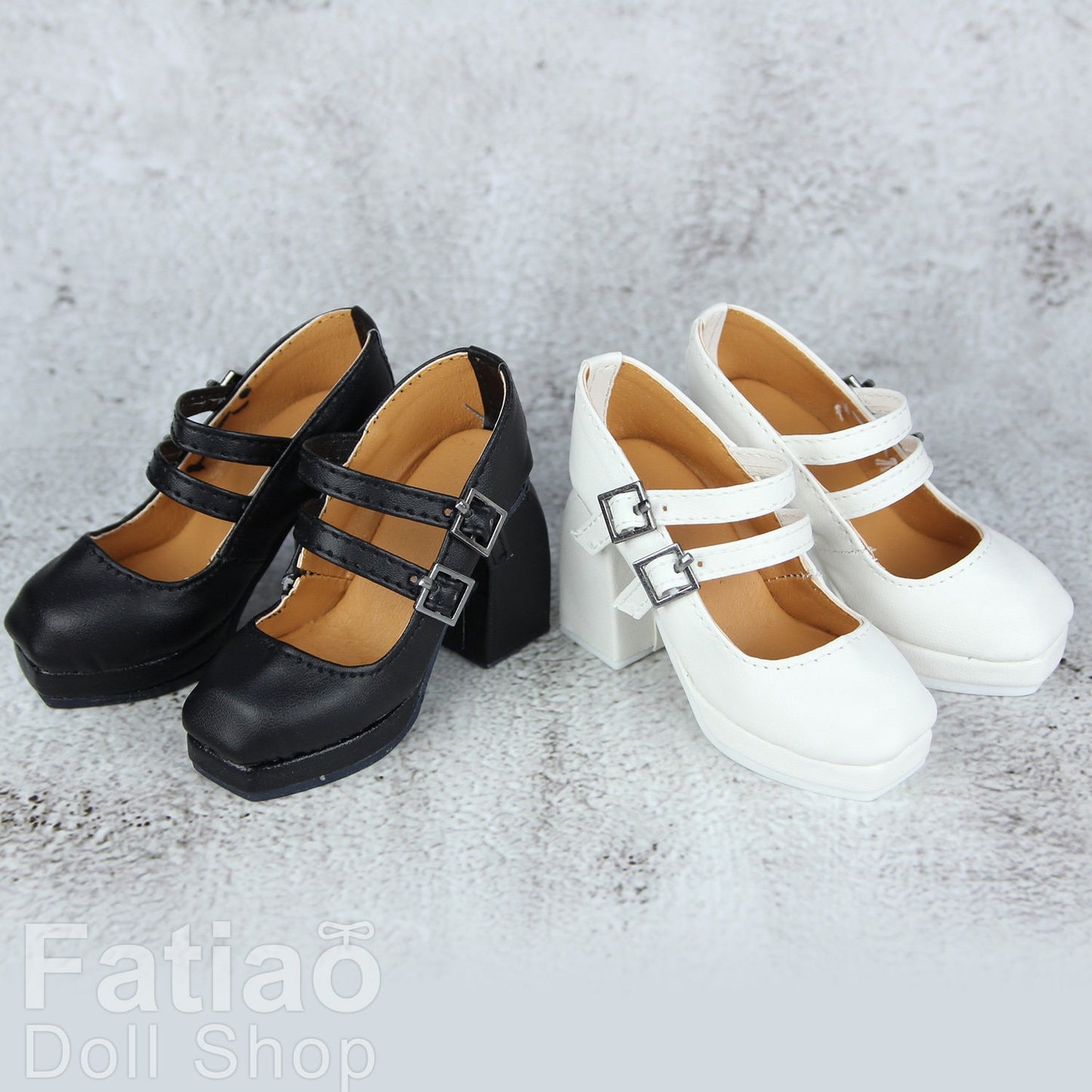 Fatiao - New 1/3 BJD Supper dollfie SD16 High-heeled Lolita Dolls shoes - Black / White (Size 6.8cm)