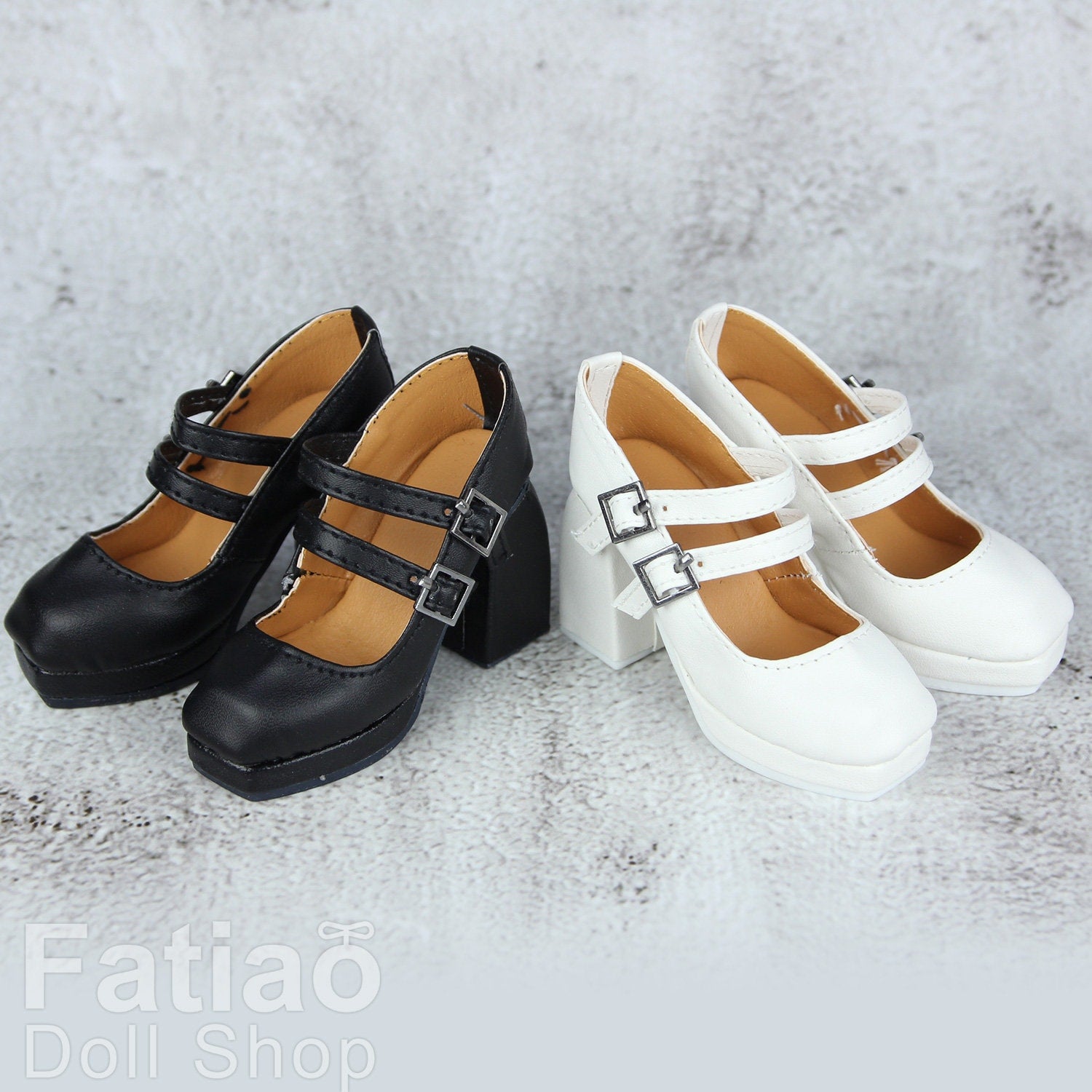 Fatiao - New 1/3 BJD Supper dollfie SD16 High-heeled Lolita Dolls shoes - Black / White (Size 6.8cm)