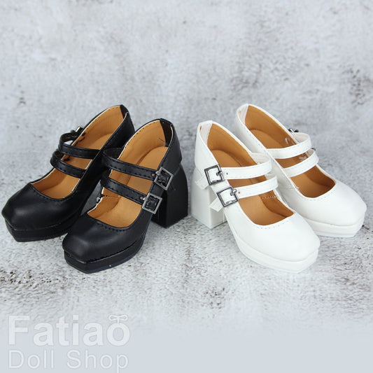 Fatiao - New 1/3 BJD Supper dollfie SD16 High-heeled Lolita Dolls shoes - Black / White (Size 6.8cm)