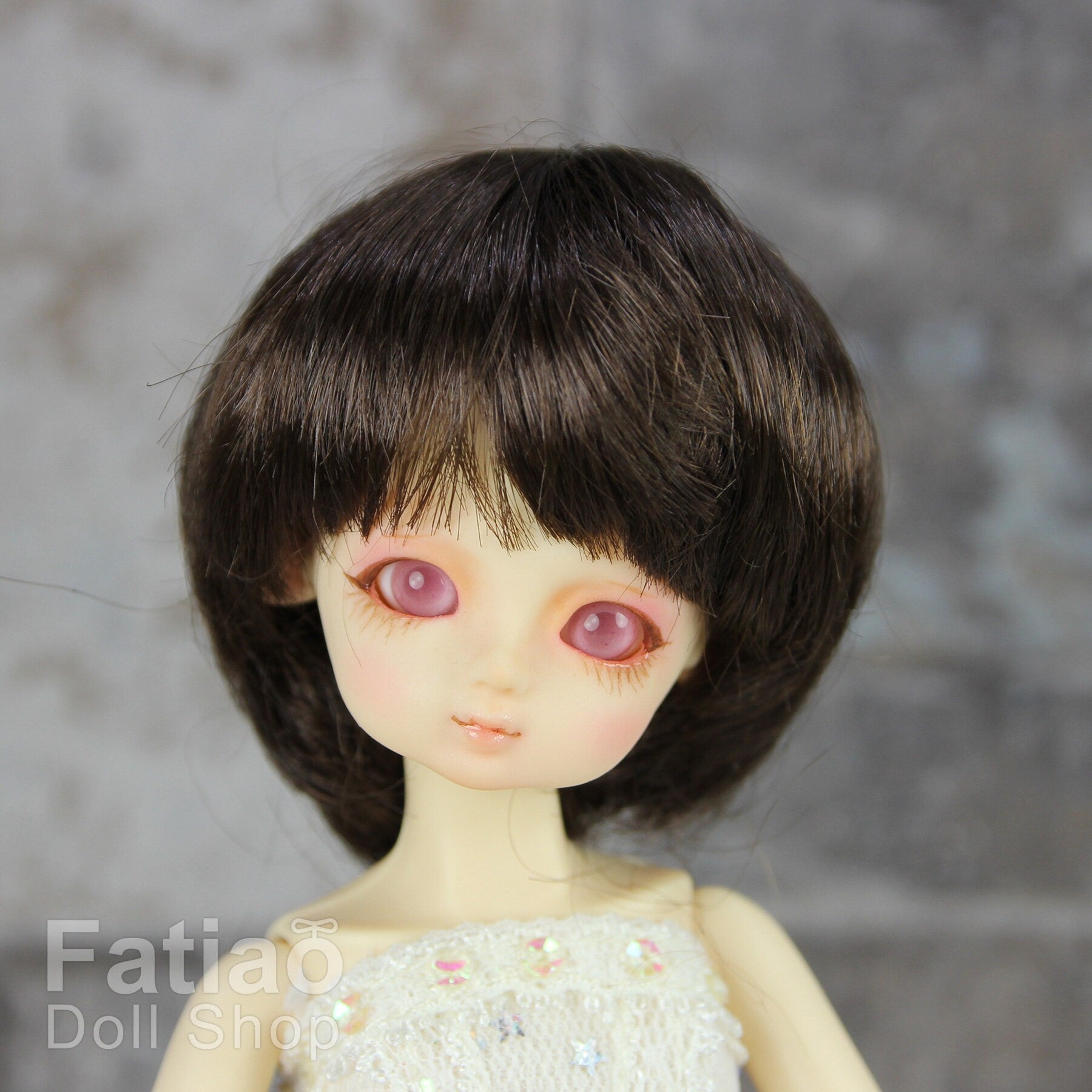 Fatiao - New Dollfie little pullip DAL Nendoroid BJD Dolls Wig - size 4-5" - Deep Brown