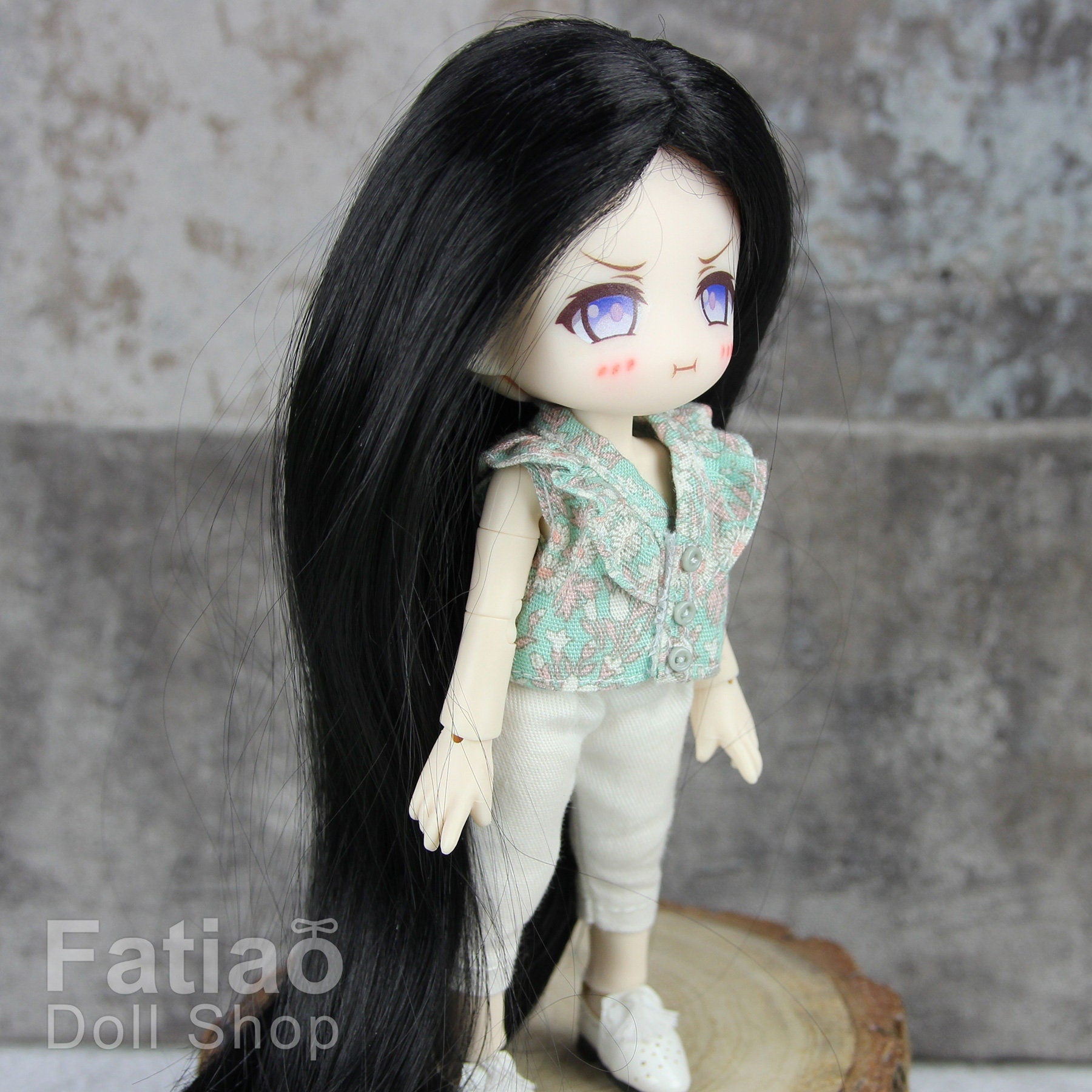 Fatiao - New Dollfie little pullip DAL Nendoroid BJD Dolls Wig - size 4-5" - Black