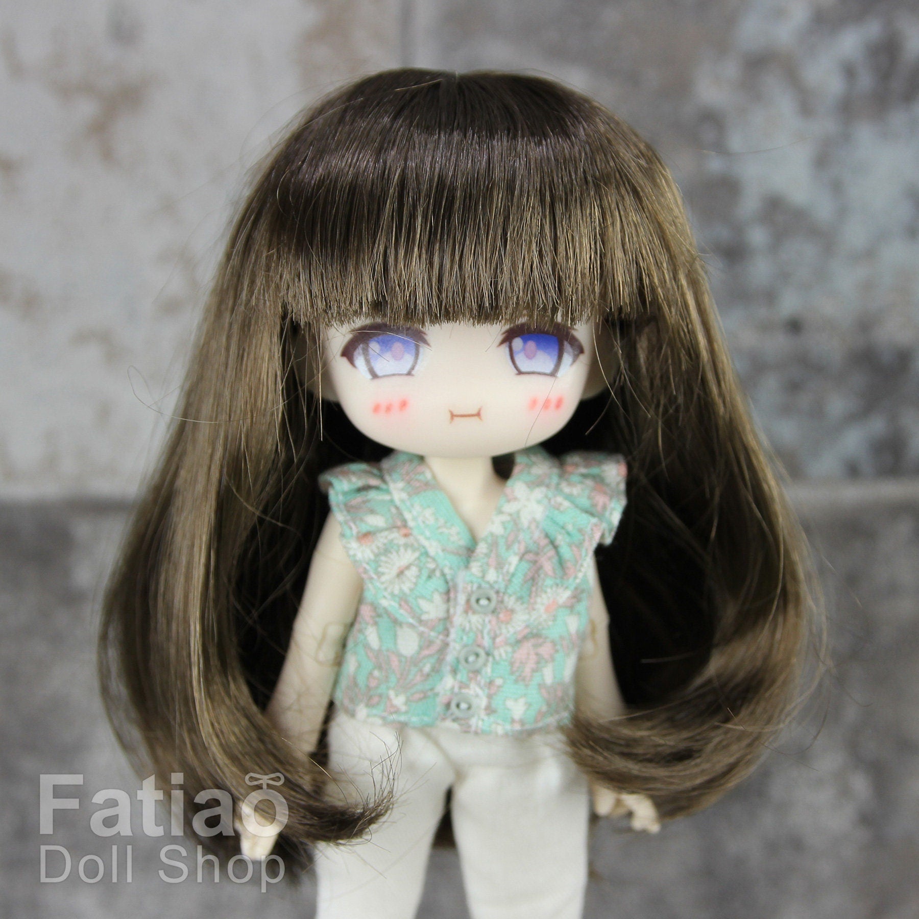 Fatiao - New Dollfie little pullip DAL Nendoroid BJD Dolls Wig - size 4-5" - umber