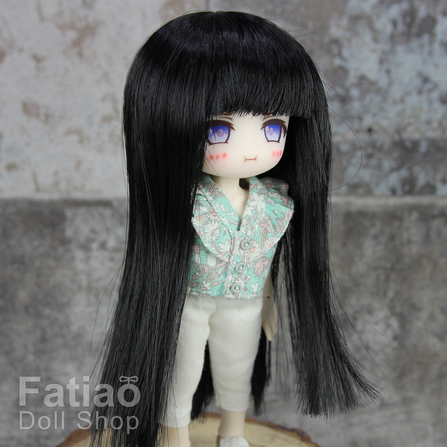 Fatiao - New Dollfie little pullip DAL Nendoroid BJD Dolls Wig - size 4-5" - Black
