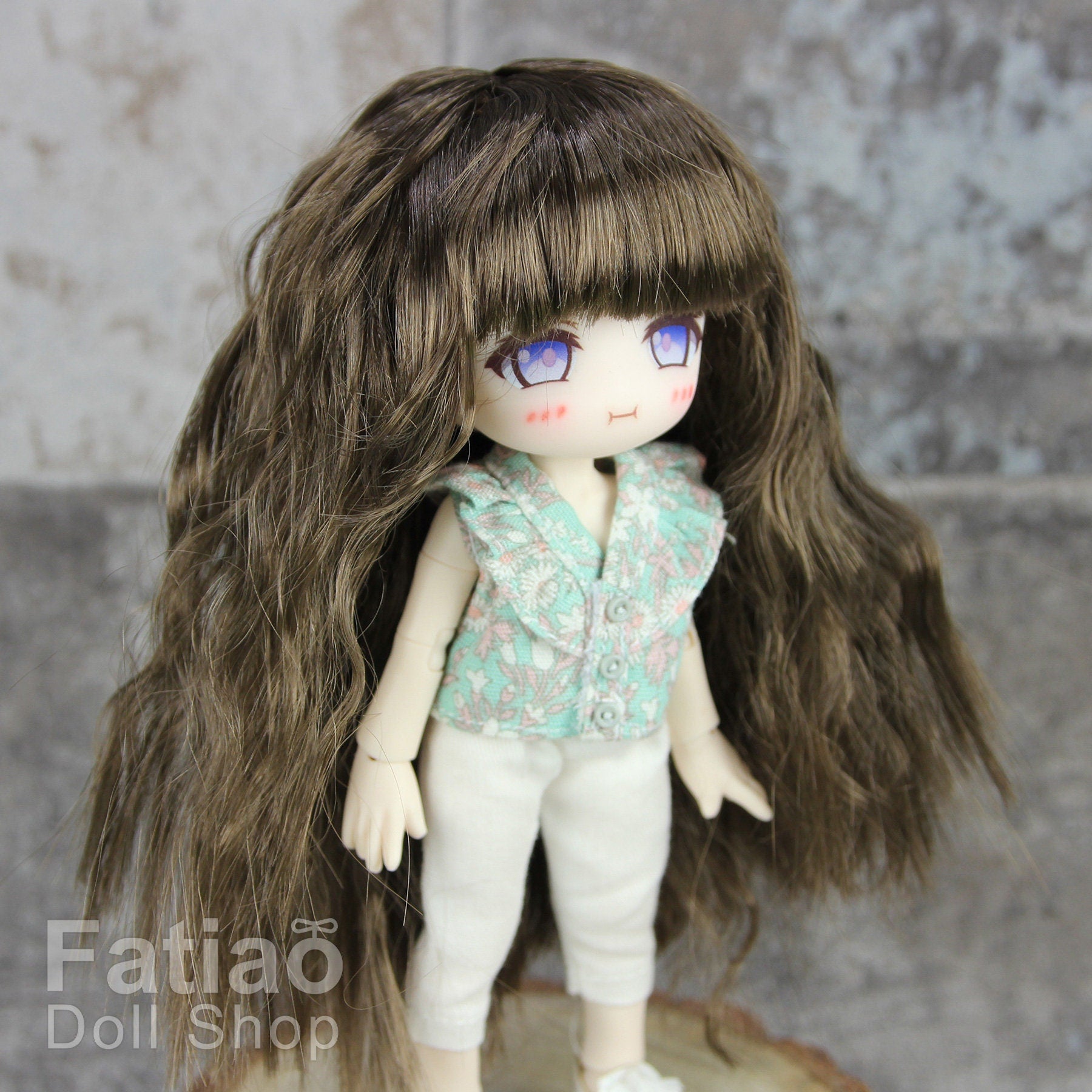 Fatiao - New Dollfie little pullip DAL Nendoroid BJD Dolls Wig - size 4-5" - umber