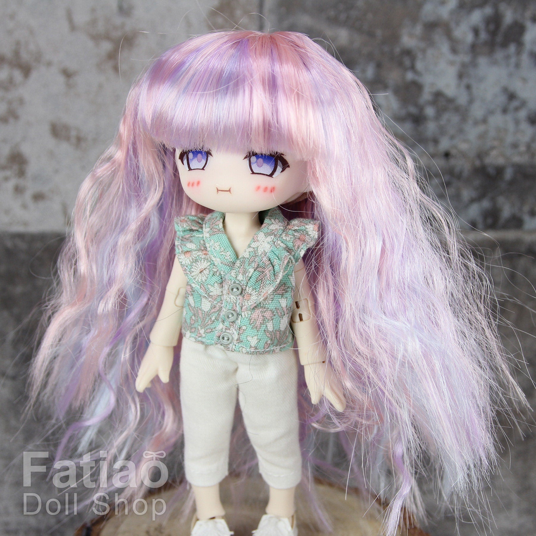 Fatiao - New Dollfie little pullip DAL Nendoroid BJD Dolls Wig - size 4-5 inch - Pink purple