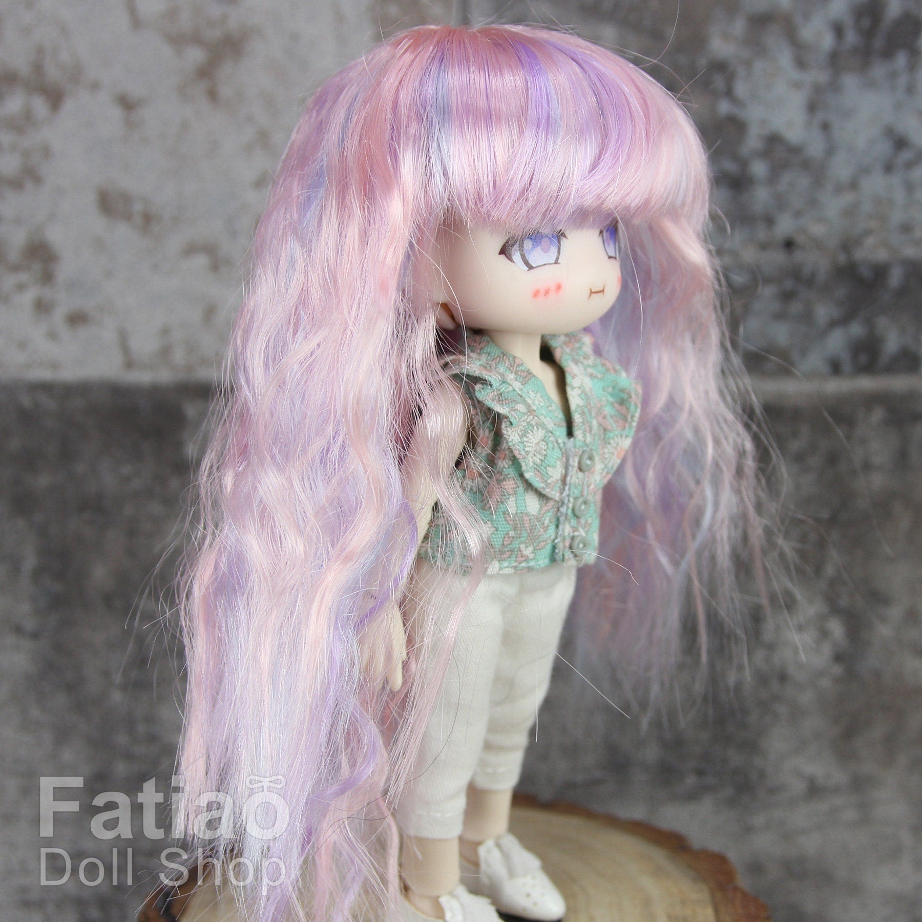 Fatiao - New Dollfie little pullip DAL Nendoroid BJD Dolls Wig - size 4-5 inch - Pink purple
