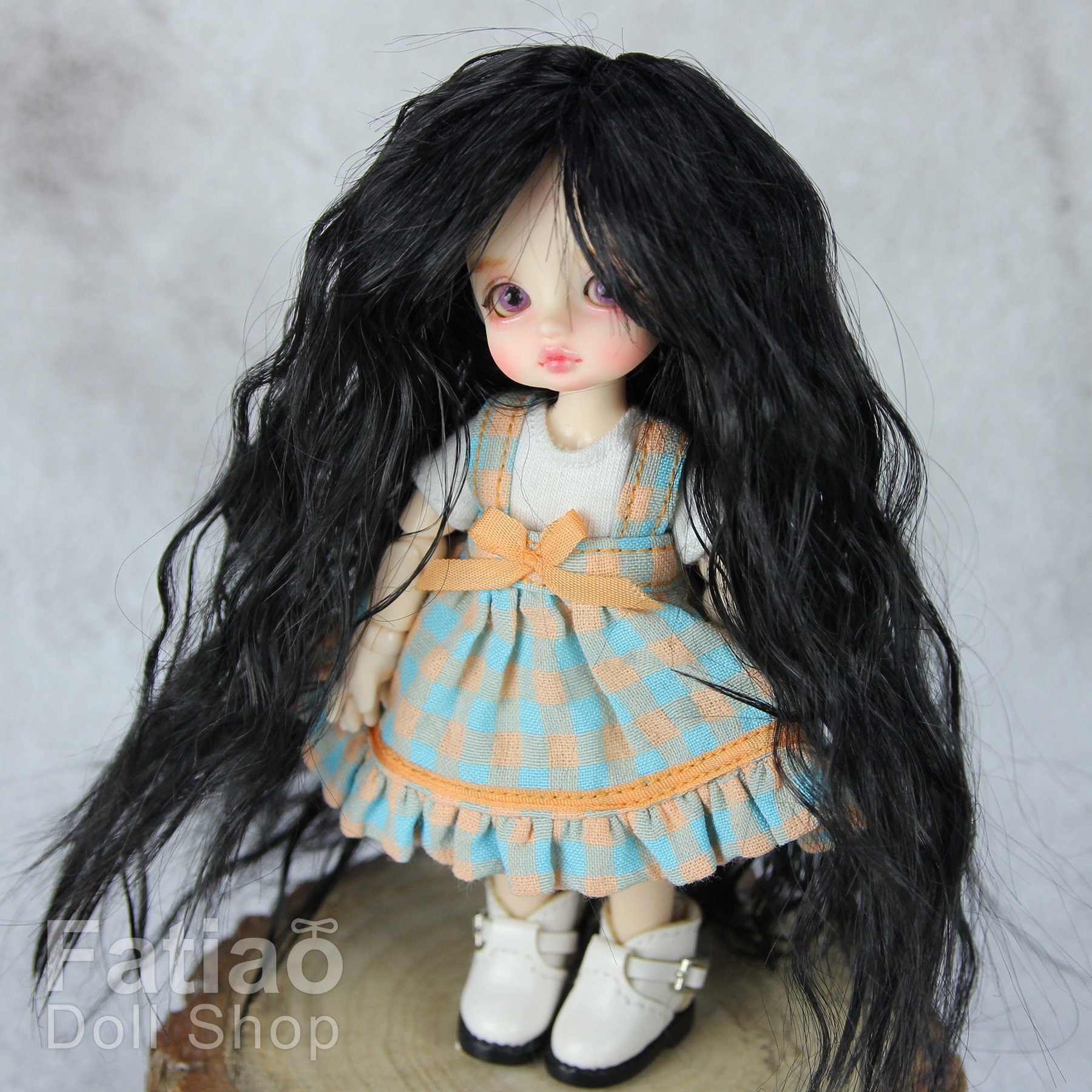 Fatiao - New BJD Dollfie pukipuki BF Pocket 3-4" Doll Wig - Black