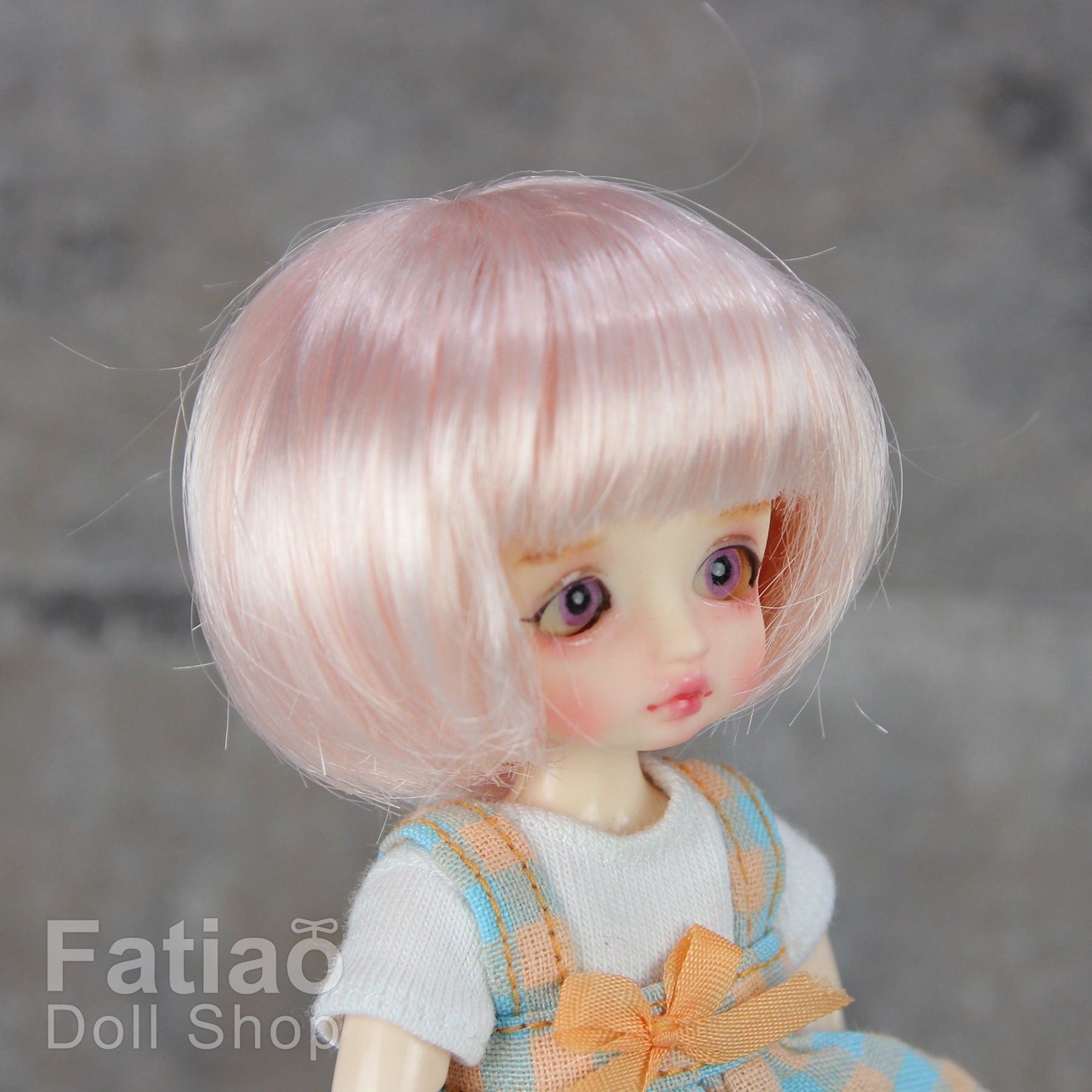 Fatiao - New BJD Dollfie pukipuki BF Pocket 3-4" Doll Wig - Light Pink