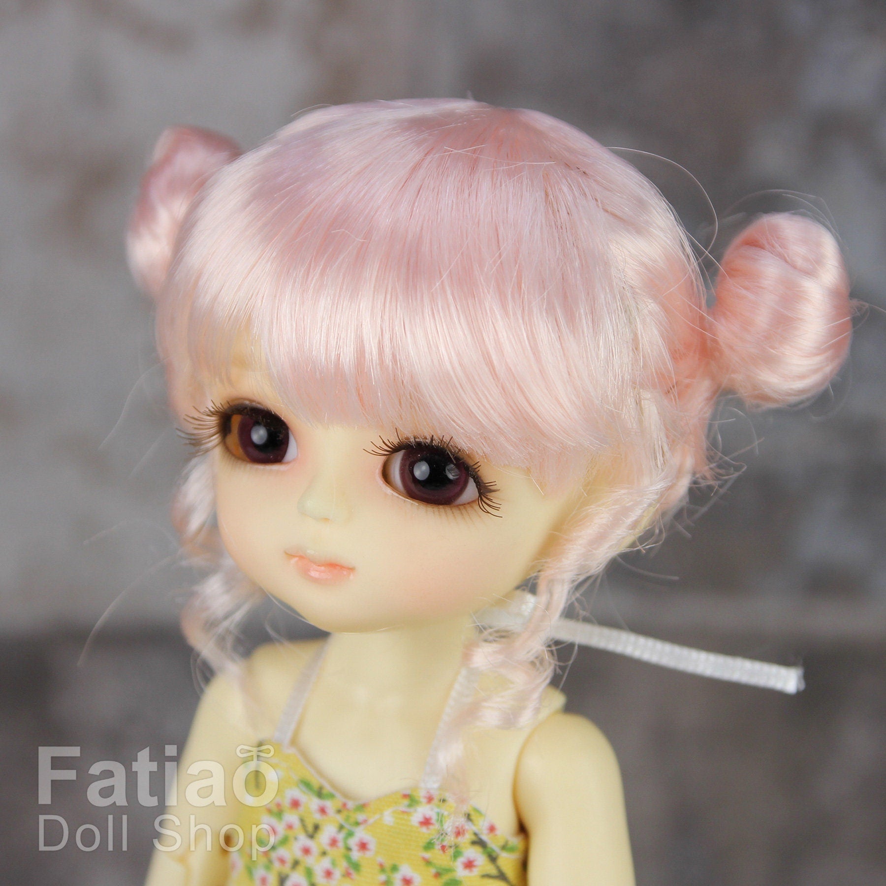 Fatiao - BJD Dollfie Lati Yellow Pukifee 5-6" Angel Doll Wig - Light Pink