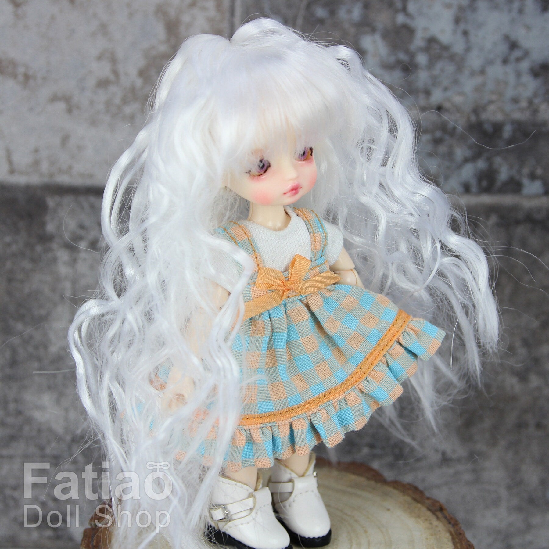 Fatiao - New BJD Dollfie pukipuki brownie 3-4" Doll Wig - White