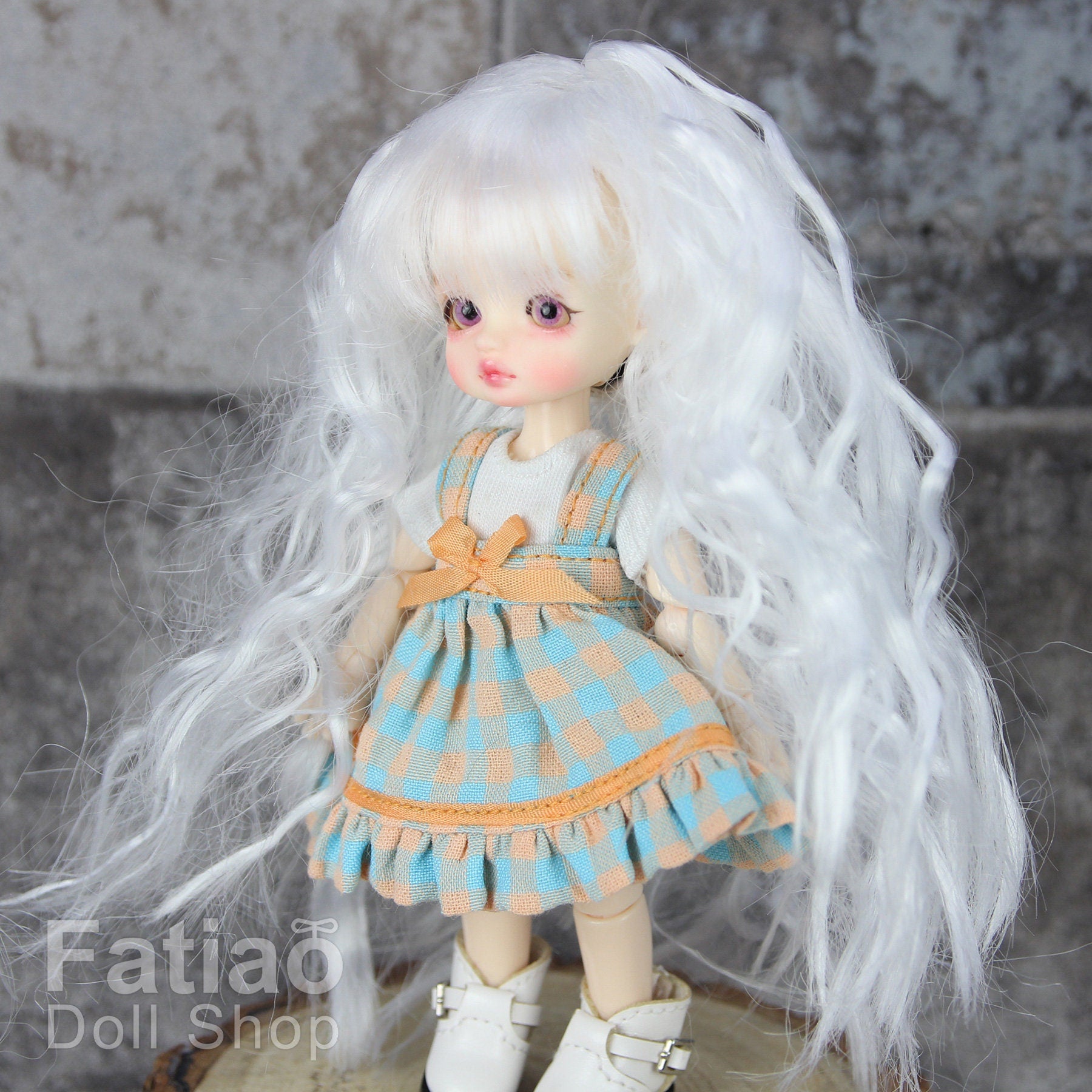 Fatiao - New BJD Dollfie pukipuki brownie 3-4" Doll Wig - White