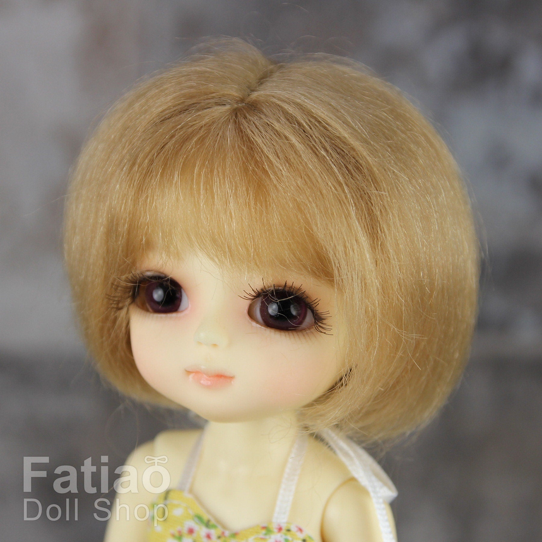 Fatiao - BJD Dollfie Lati Yellow Pukifee 5-6 inch Mohair Doll Wig - Latte