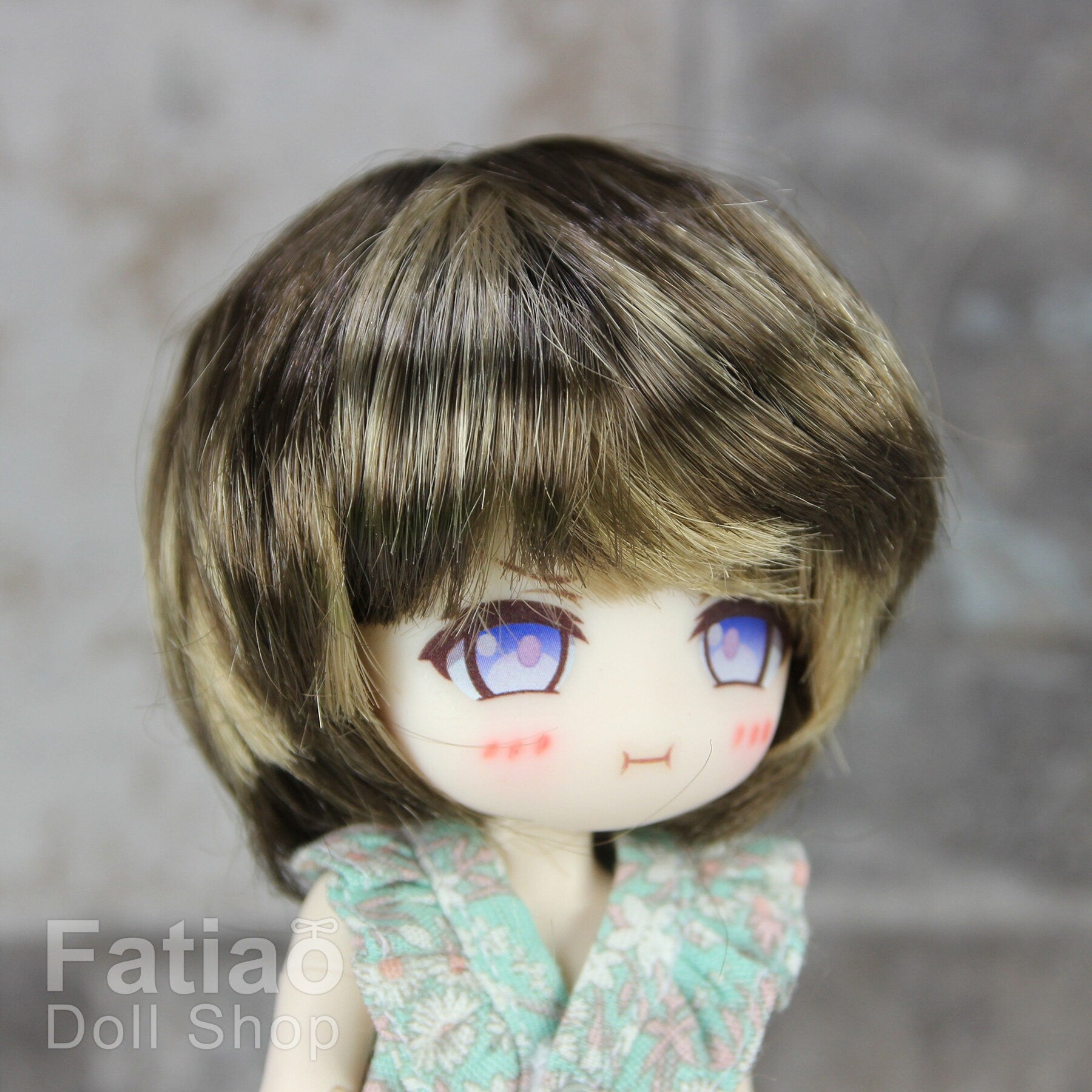 Fatiao - New Dollfie little pullip DAL Nendoroid BJD Dolls Wig - size 4-5" - Umber & Baby Brown