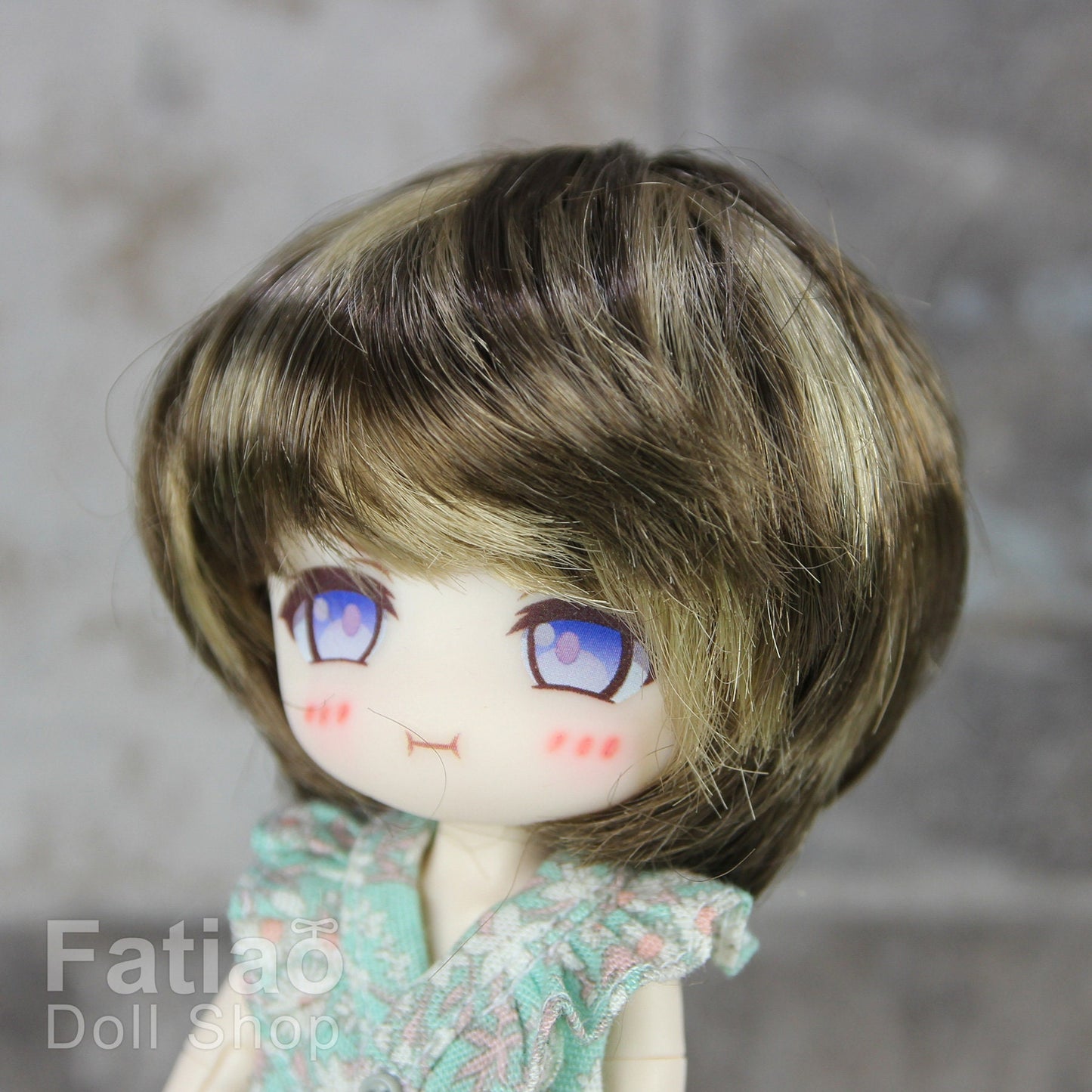Fatiao - New Dollfie little pullip DAL Nendoroid BJD Dolls Wig - size 4-5" - Umber & Baby Brown
