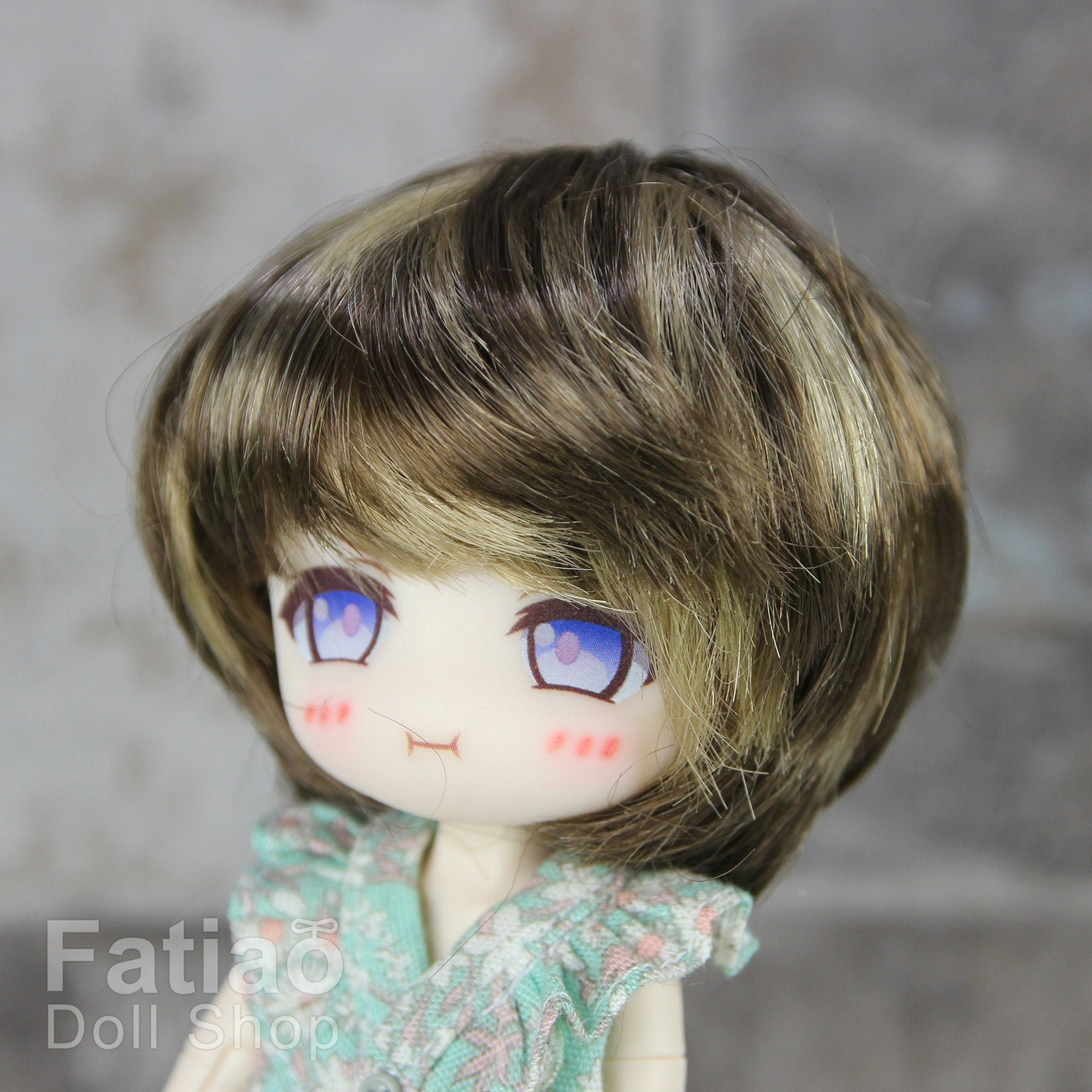 Fatiao - New Dollfie little pullip DAL Nendoroid BJD Dolls Wig - size 4-5" - Umber & Baby Brown