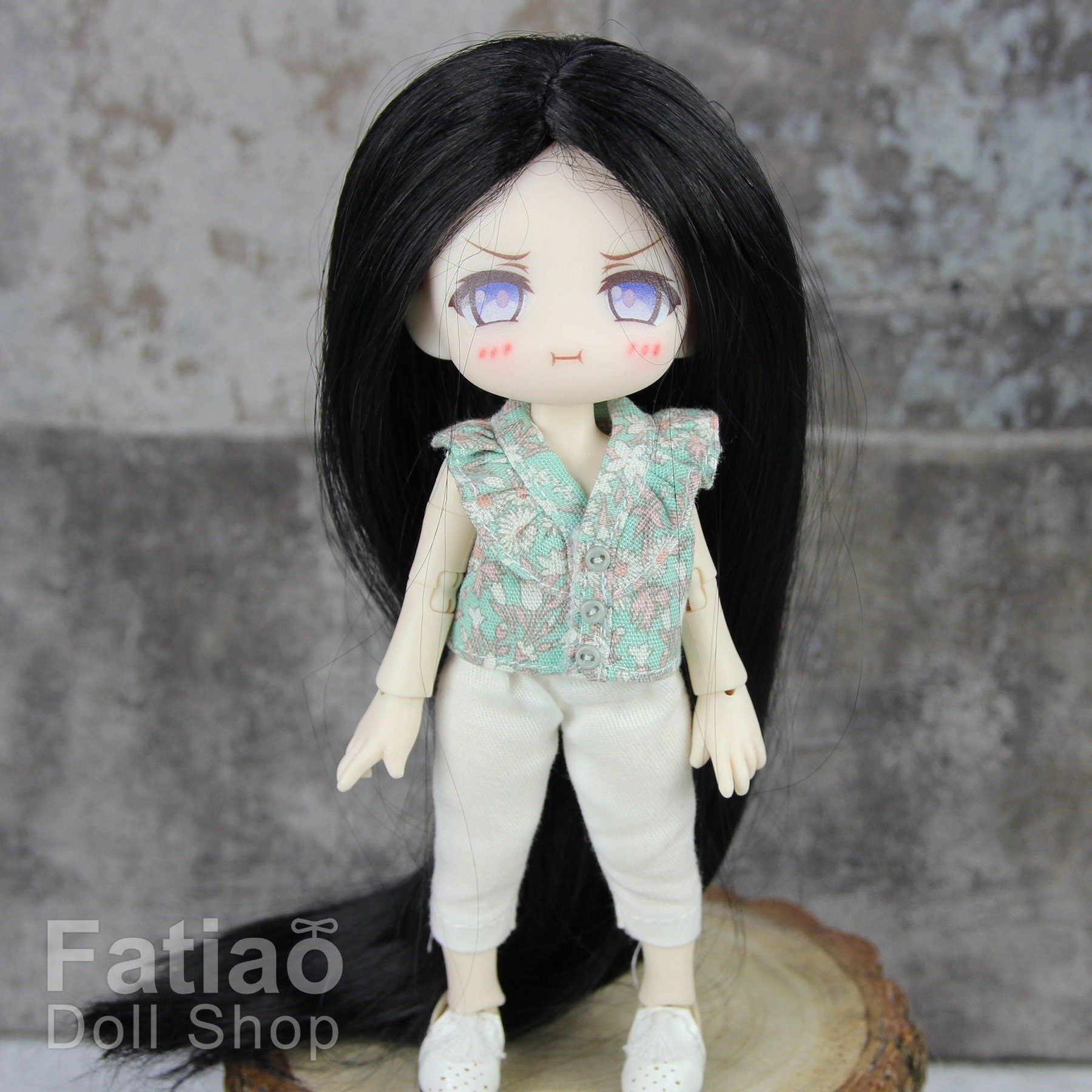 Fatiao - New Dollfie little pullip DAL Nendoroid BJD Dolls Wig - size 4-5" - Black