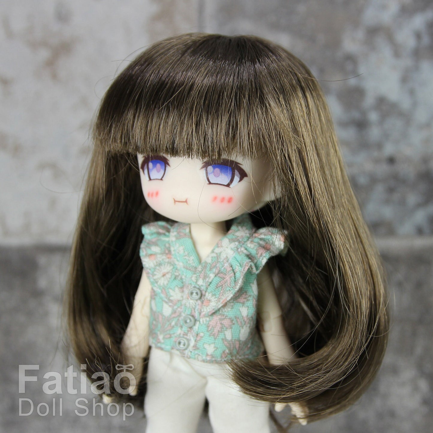 Fatiao - New Dollfie little pullip DAL Nendoroid BJD Dolls Wig - size 4-5" - umber