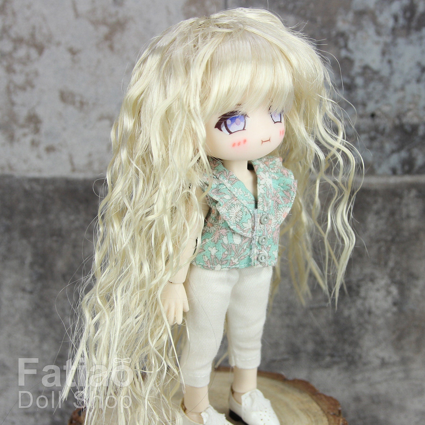 Fatiao - New Dollfie little pullip DAL Nendoroid BJD Dolls Wig - size 4-5" - Blonde