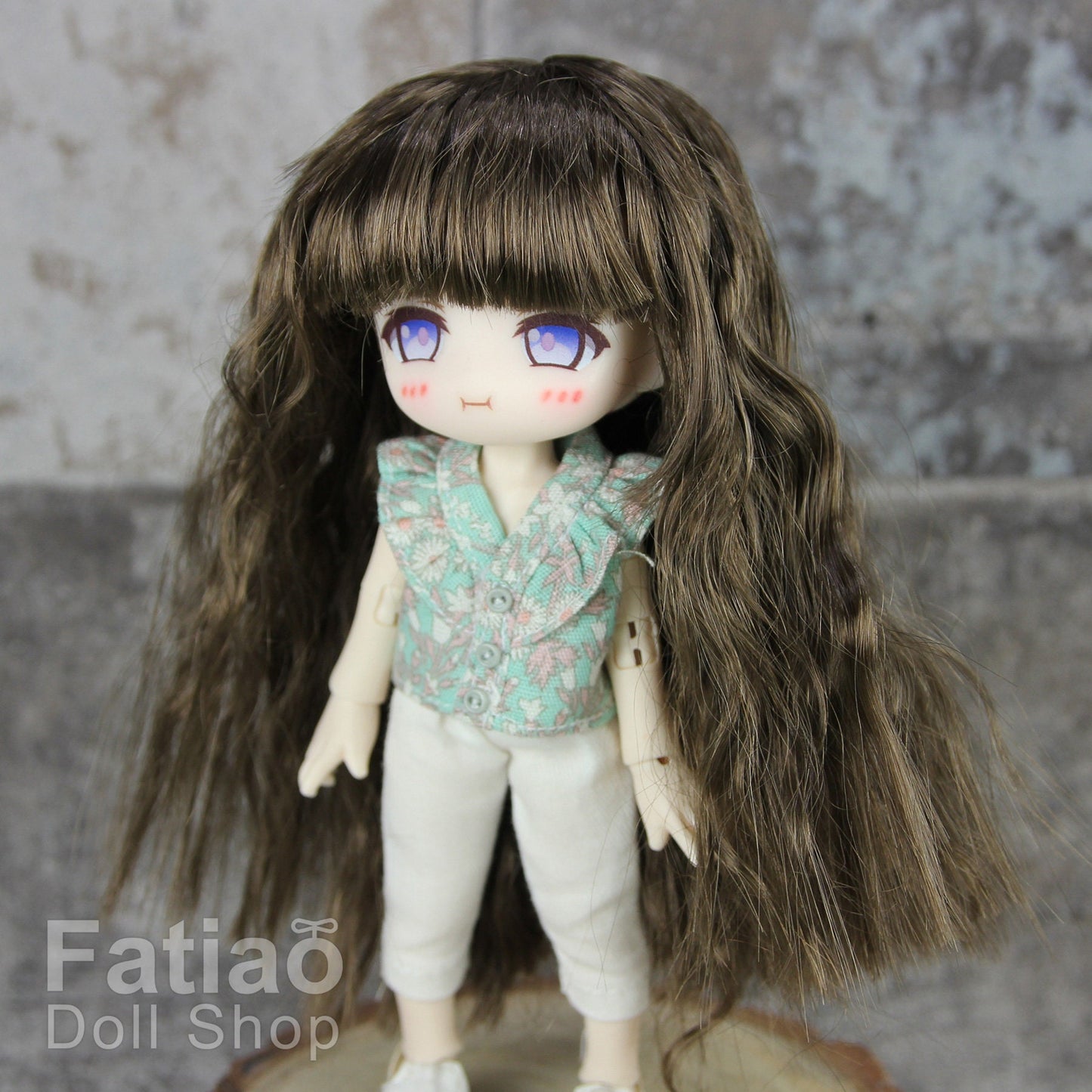 Fatiao - New Dollfie little pullip DAL Nendoroid BJD Dolls Wig - size 4-5" - umber