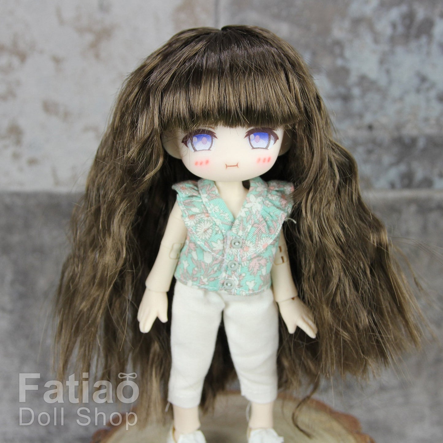 Fatiao - New Dollfie little pullip DAL Nendoroid BJD Dolls Wig - size 4-5" - umber