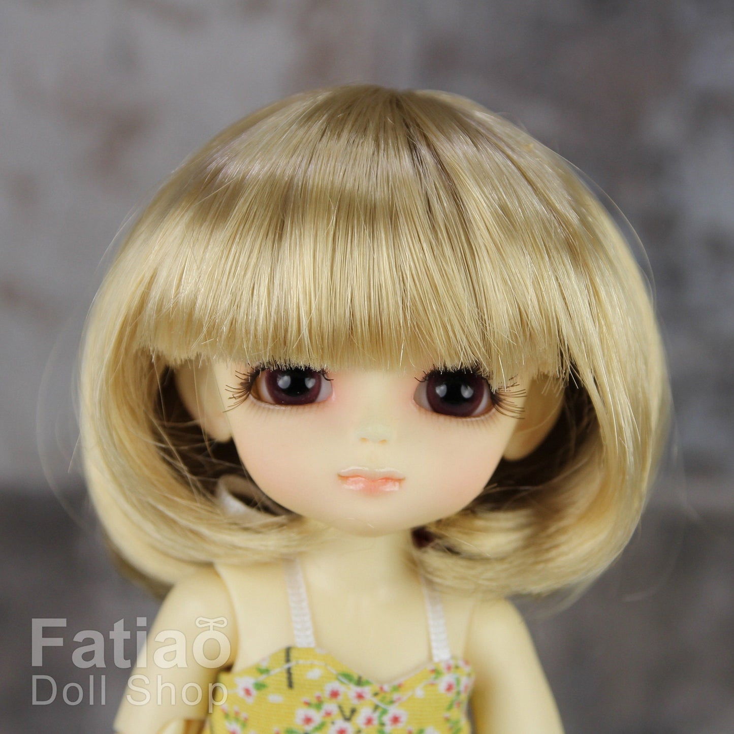 Fatiao - BJD Dollfie Lati Yellow Pukifee 5-6 inch Mohair Doll Wig - Cream gold
