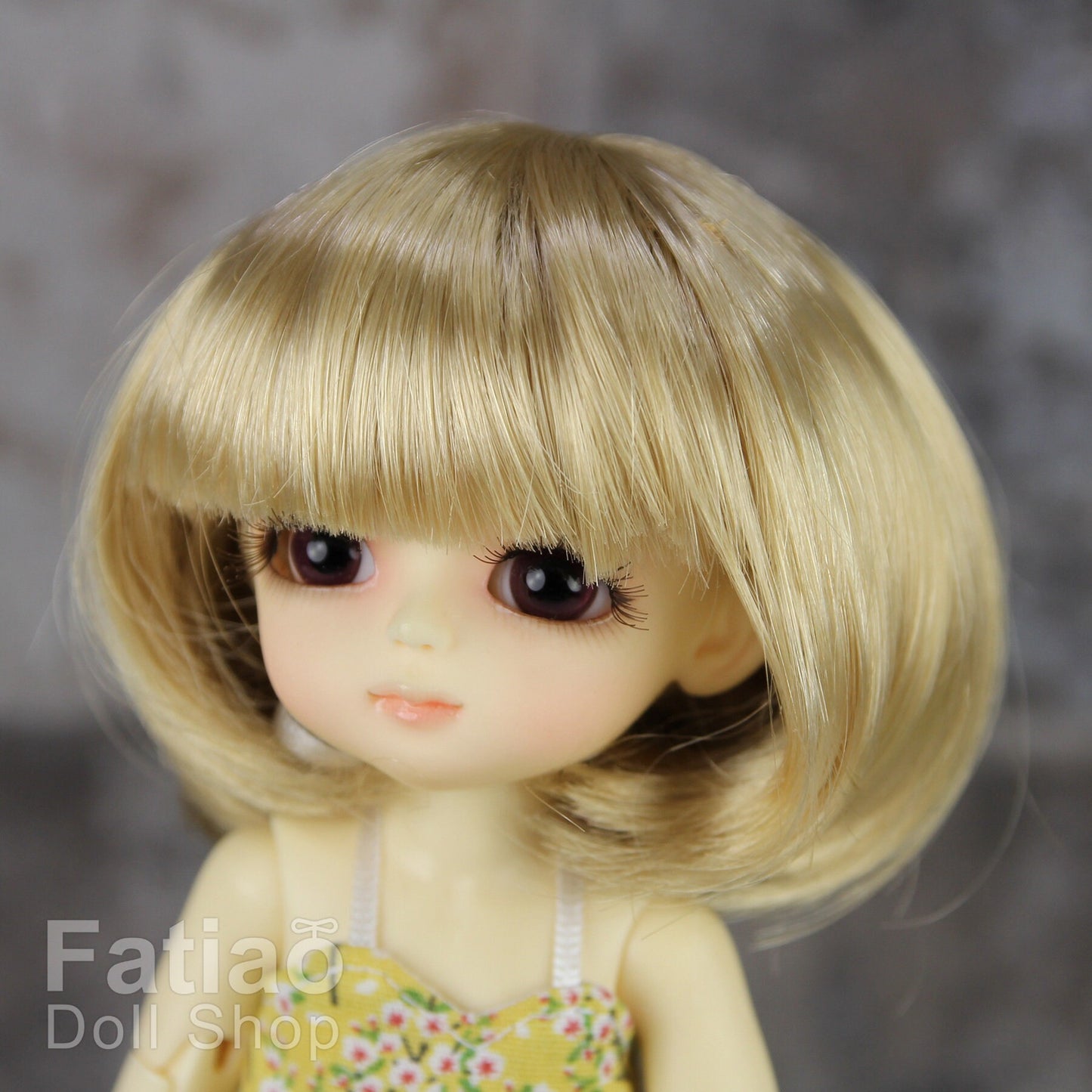 Fatiao - BJD Dollfie Lati Yellow Pukifee 5-6 inch Mohair Doll Wig - Cream gold